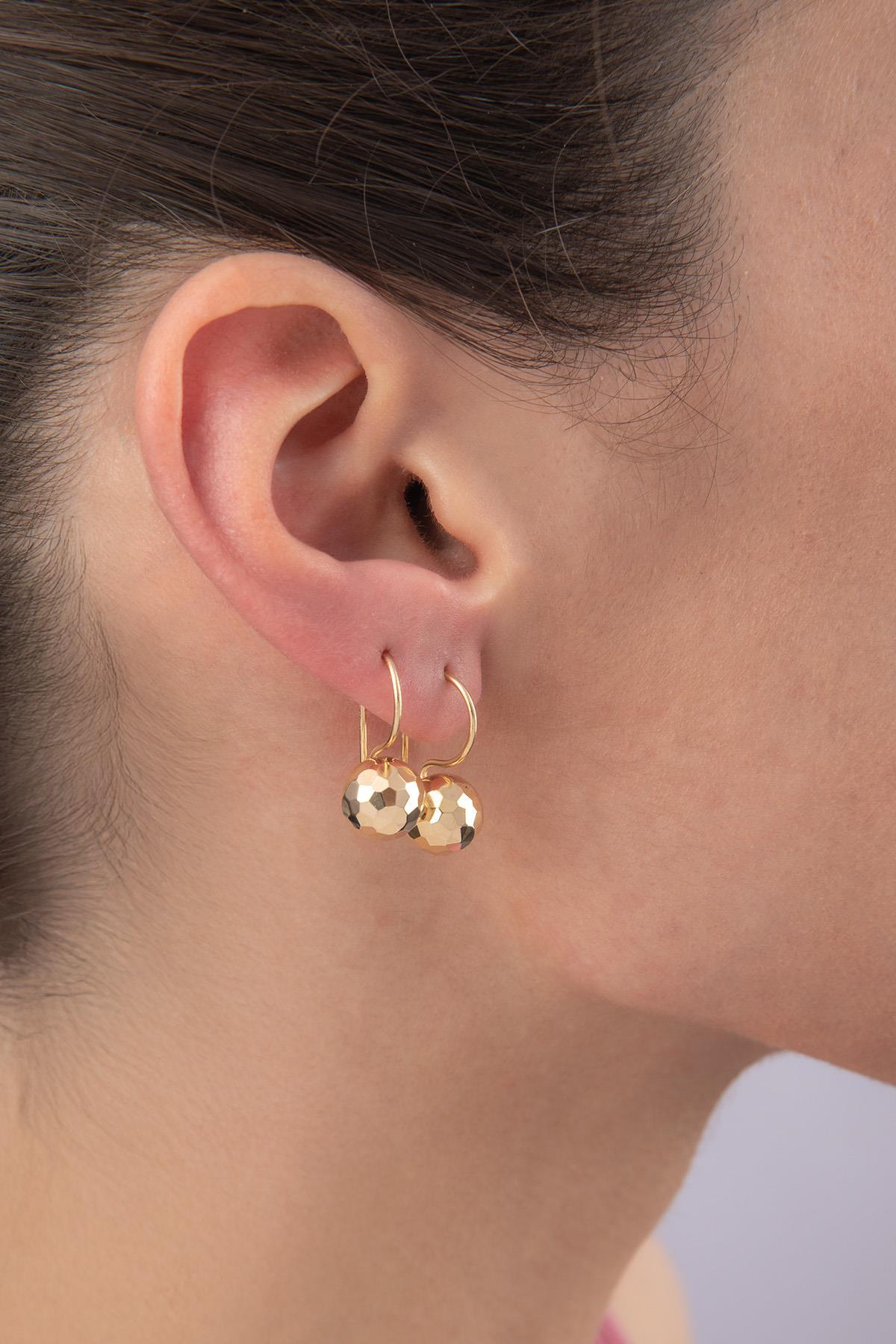 14 Ayar Altın Kalemli Midi Top Küpe - Fiyonk Kuyumculuk (1)