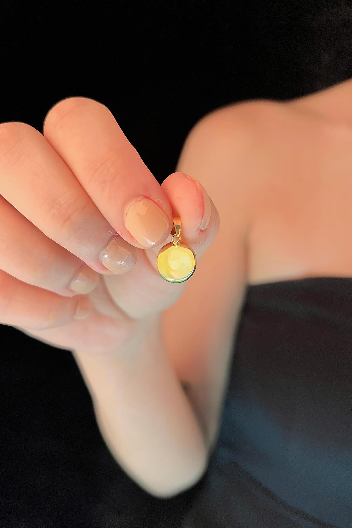 14 Ayar Altın Kalemli Mini Yeşil Göz Kolye Ucu - Fiyonk Kuyumculuk (1)