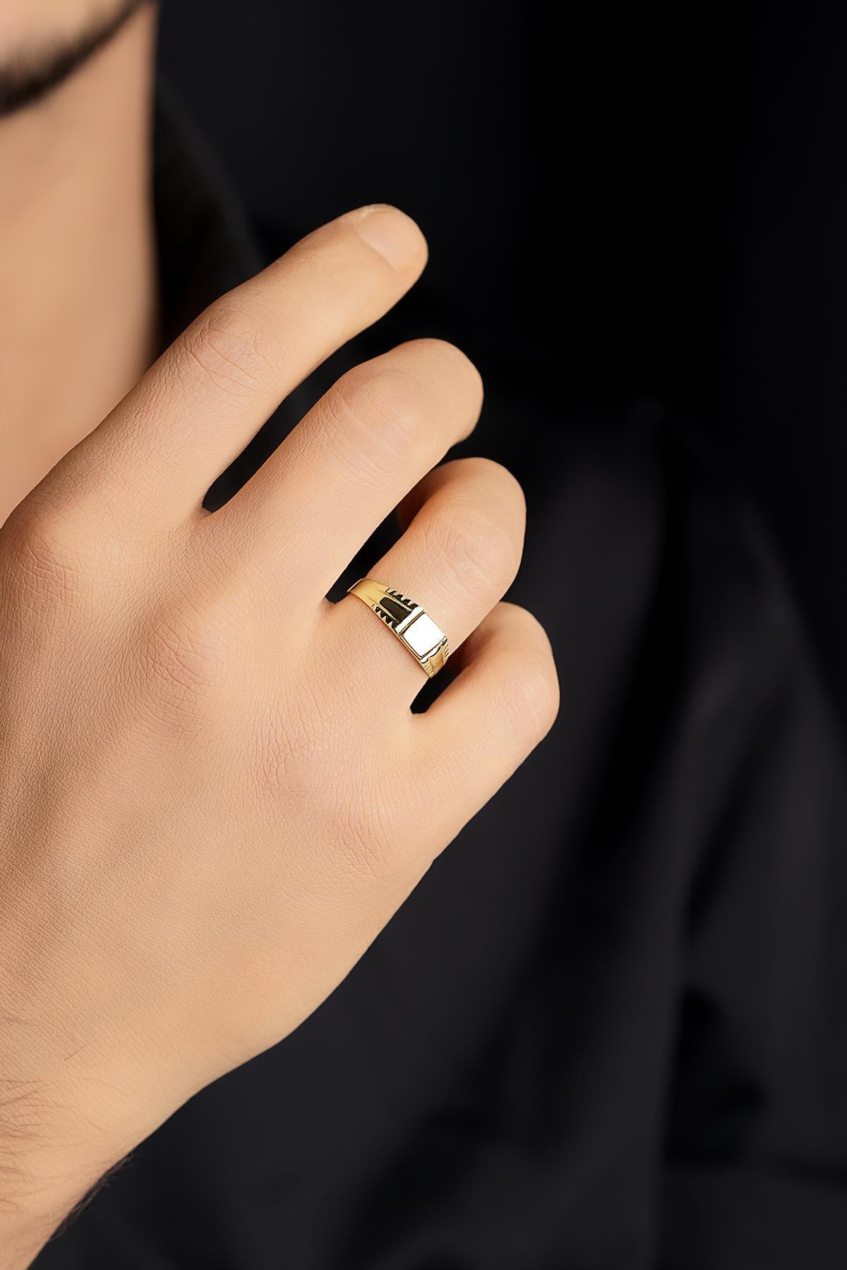 14 Ayar Altın Kalemli Şövalye Erkek Yüzük - Fiyonk Kuyumculuk (1)