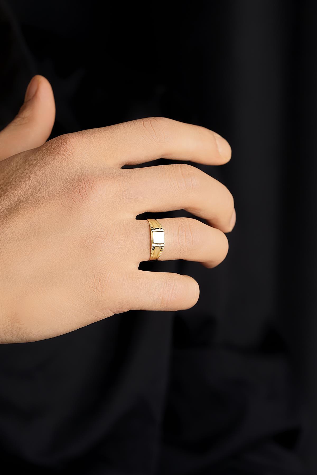 14 Ayar Altın Kalemli Şövalye Erkek Yüzük - Fiyonk Kuyumculuk (1)