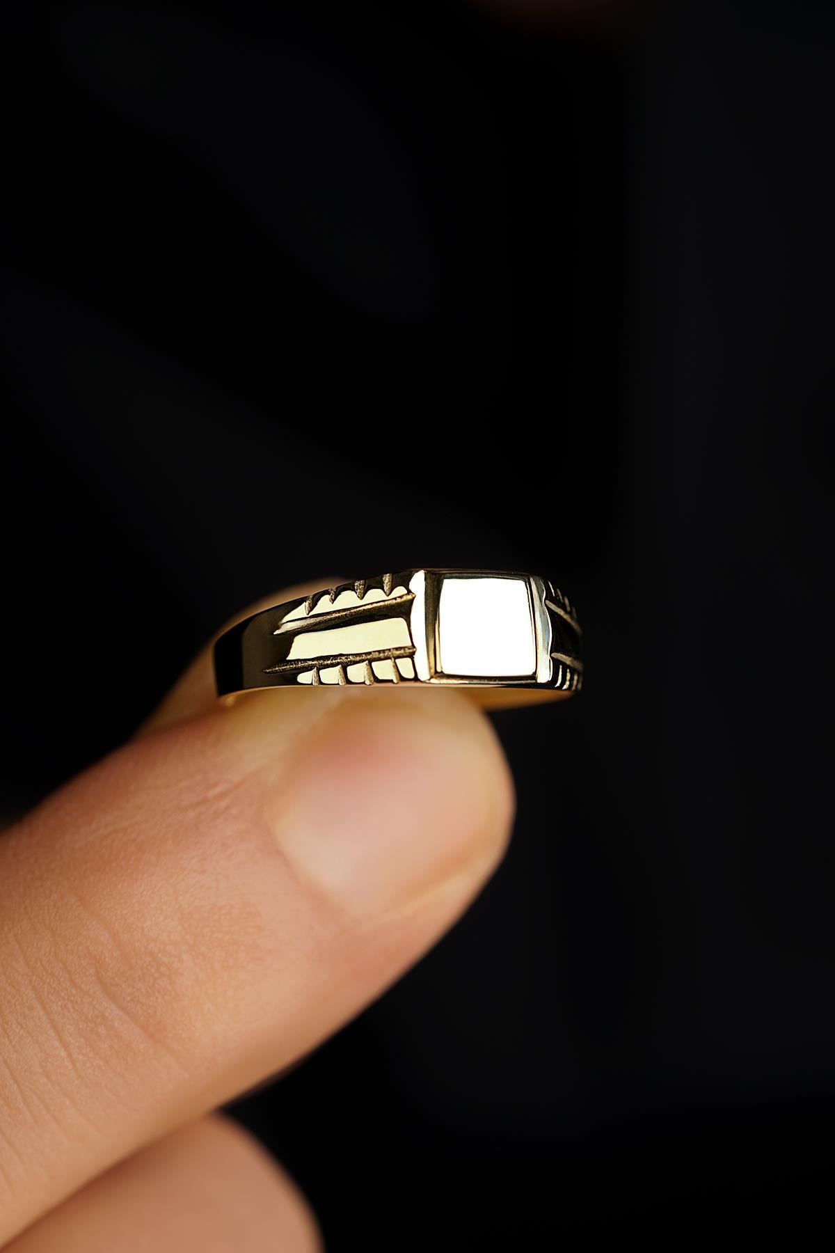 14 Ayar Altın Kalemli Şövalye Erkek Yüzük - Fiyonk Kuyumculuk (1)