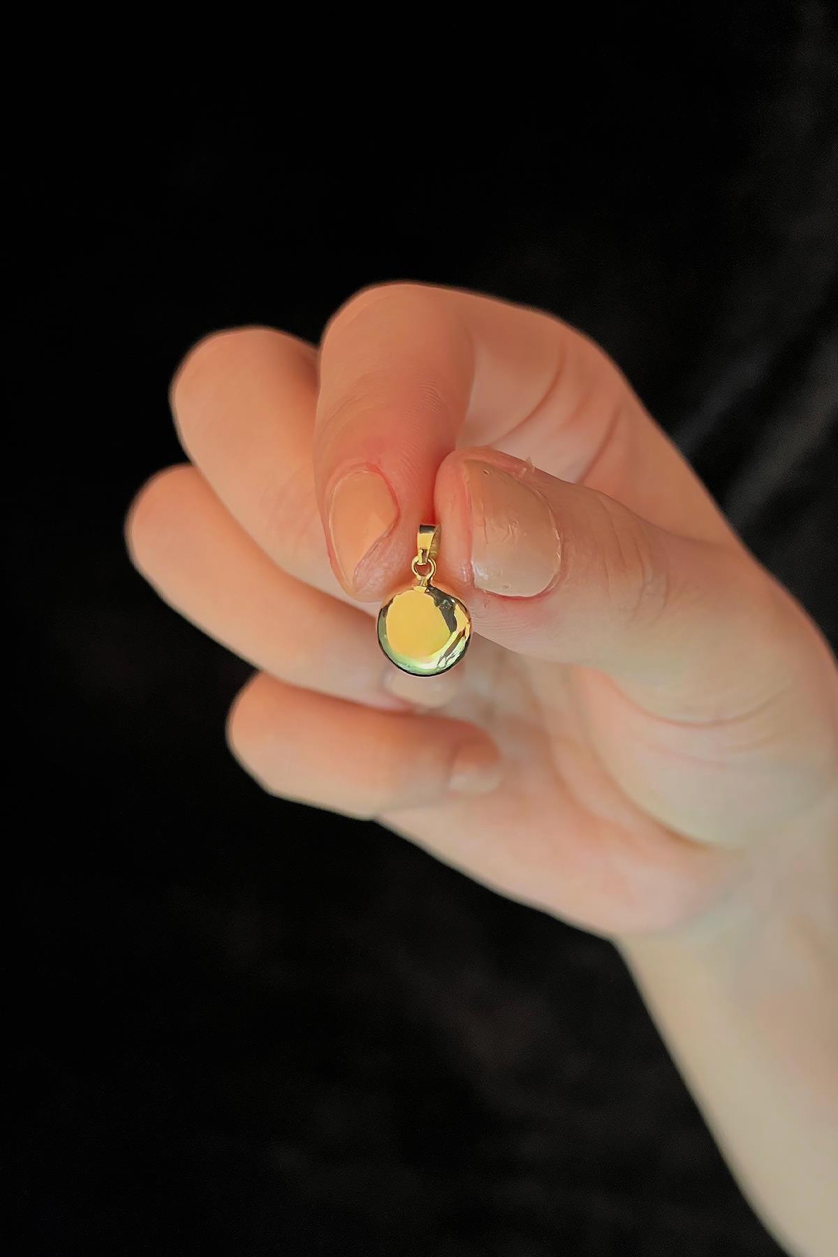 14 Ayar Altın Kalemli Yeşil Göz Kolye Ucu - Fiyonk Kuyumculuk (1)