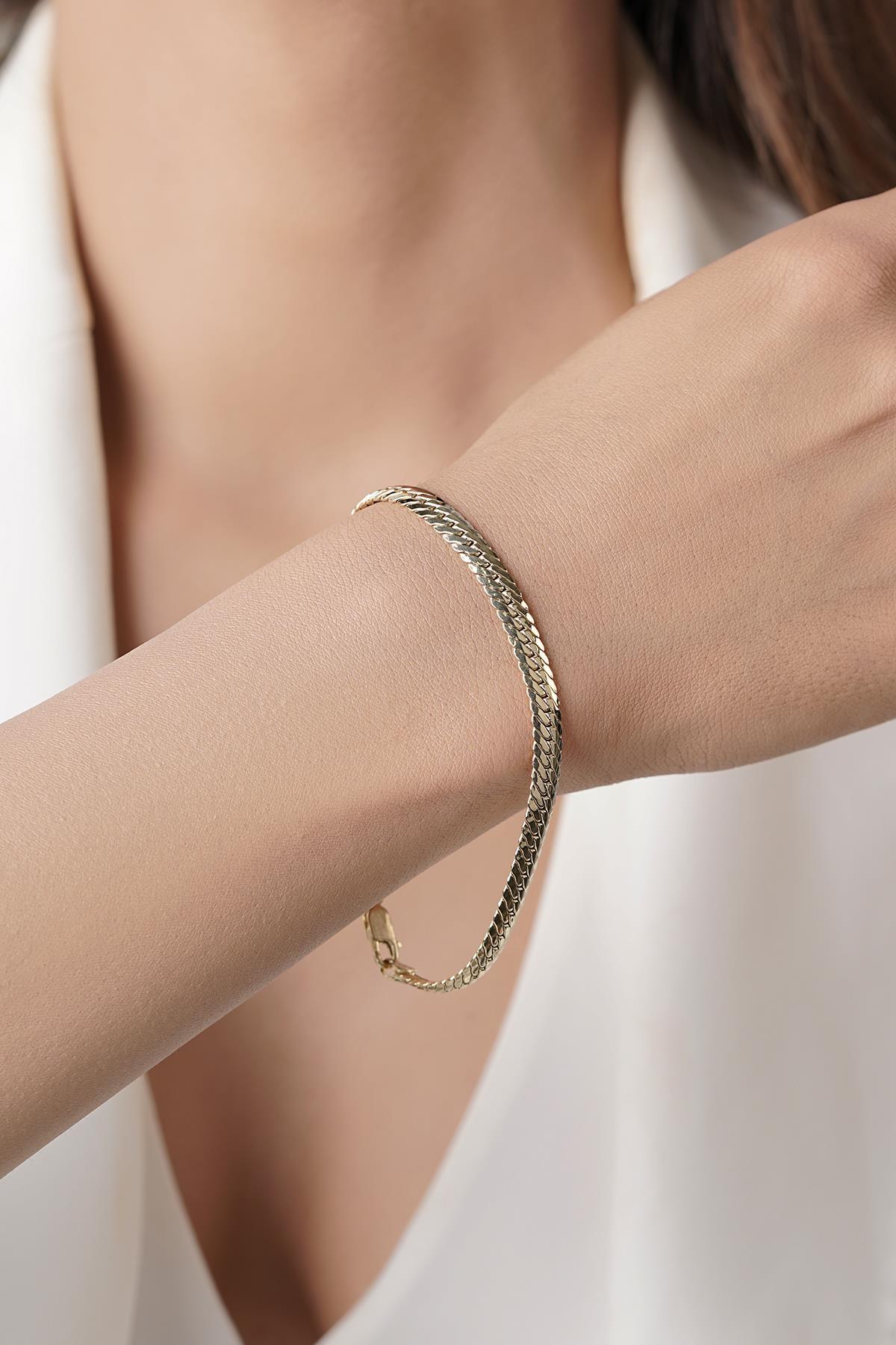 14 Ayar Altın Kalın Balıksırtı Bileklik - Fiyonk Kuyumculuk (1)