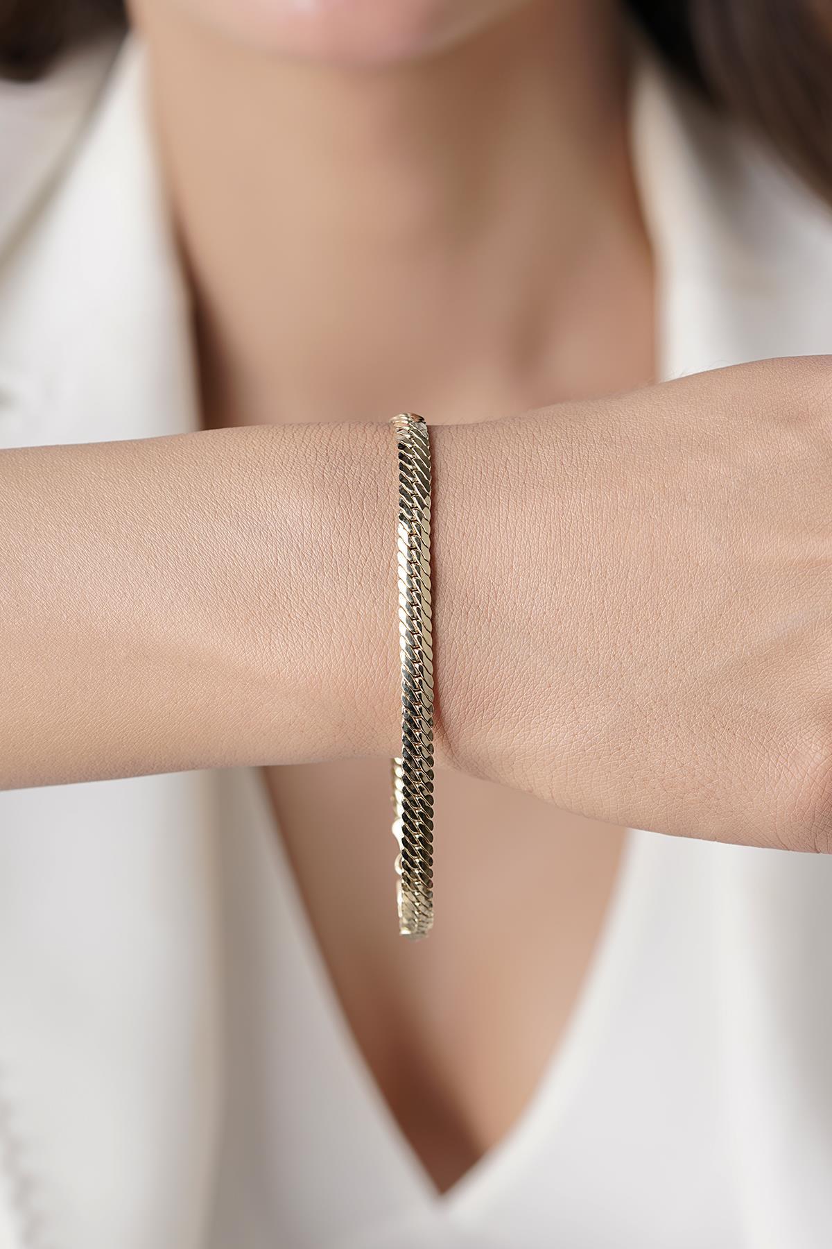 14 Ayar Altın Kalın Balıksırtı Bileklik - Fiyonk Kuyumculuk (1)