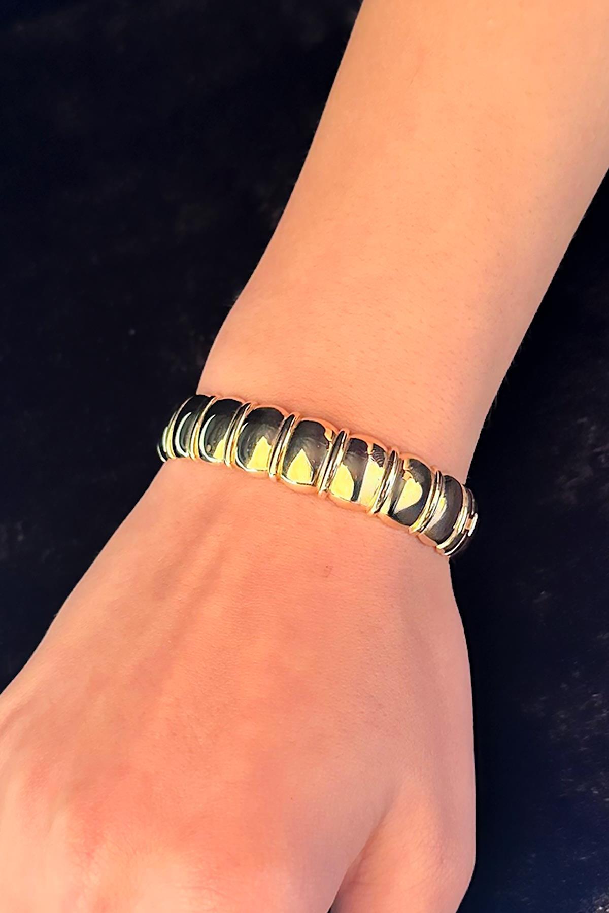 14 Ayar Altın Kalın Bombeler Kelepçe - Fiyonk Kuyumculuk