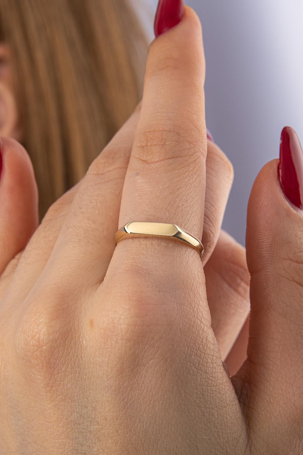 14 Ayar Altın Kalın Çizgi Yüzük - Fiyonk Kuyumculuk (1)