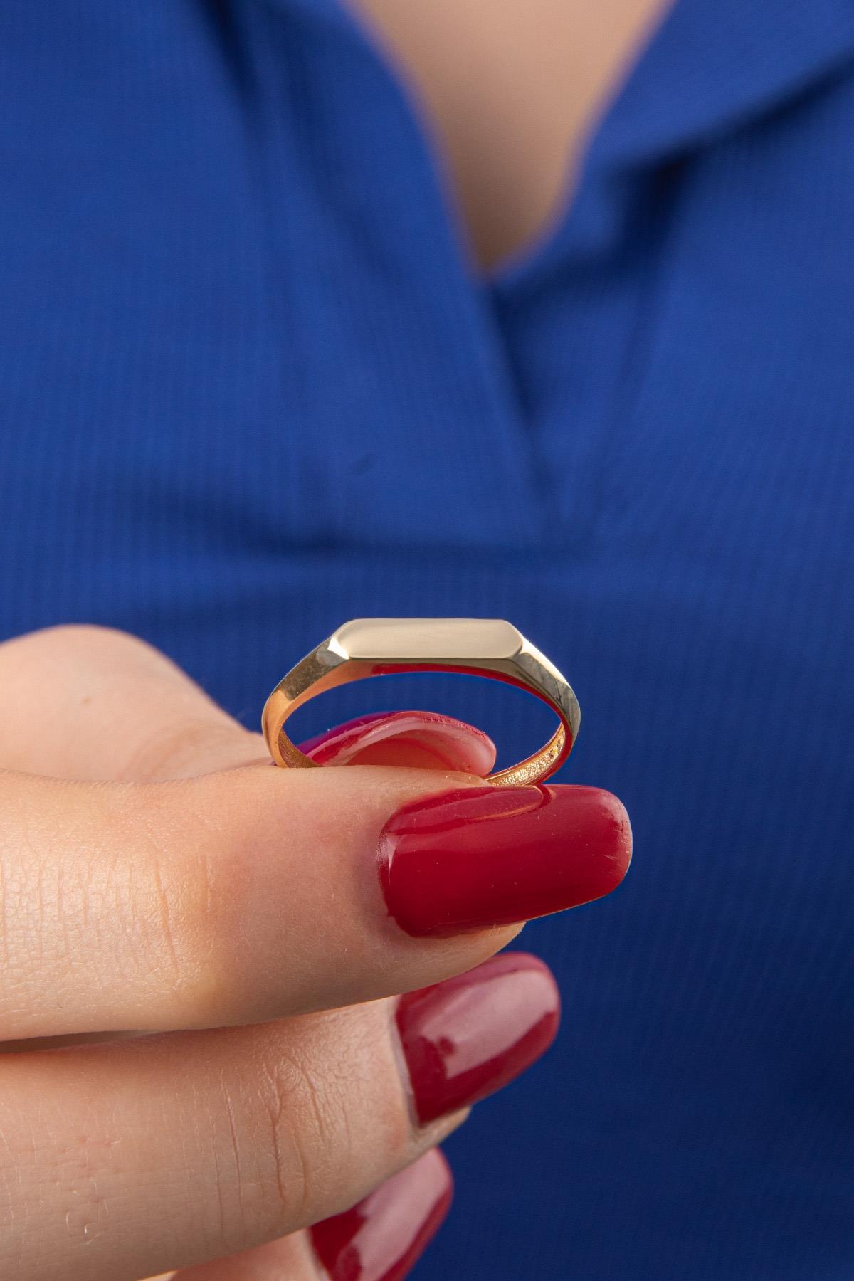 14 Ayar Altın Kalın Çizgi Yüzük - Fiyonk Kuyumculuk (1)