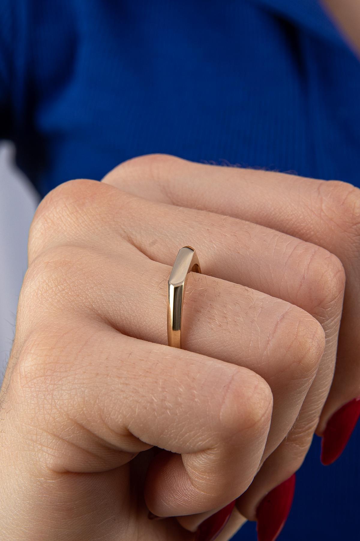 14 Ayar Altın Kalın Çizgi Yüzük - Fiyonk Kuyumculuk (1)