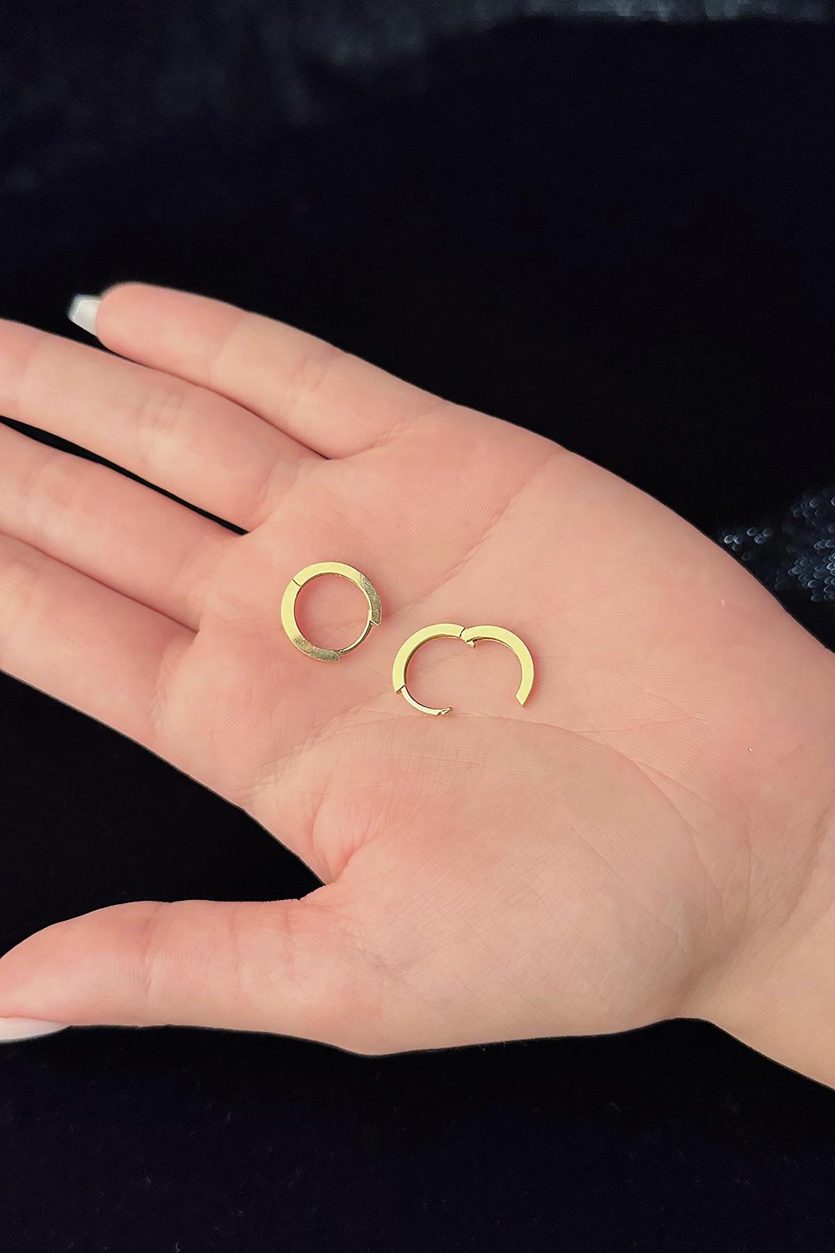 14 Ayar Altın Kalın Köşeli Halka Küpe - Fiyonk Kuyumculuk (1)