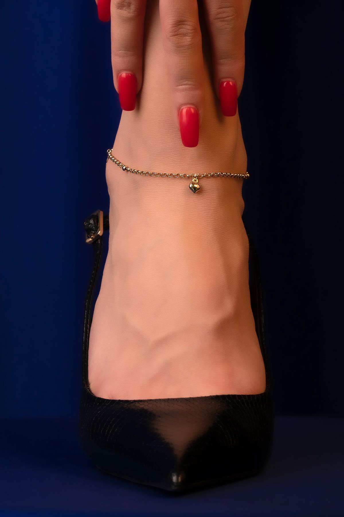 14 Ayar Altın Kalp Çiçeği Halhal - Fiyonk Kuyumculuk (1)