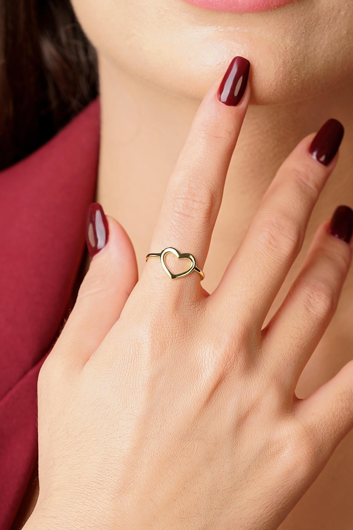 14 Ayar Altın Kalp Modeli Yüzük - Fiyonk Kuyumculuk (1)