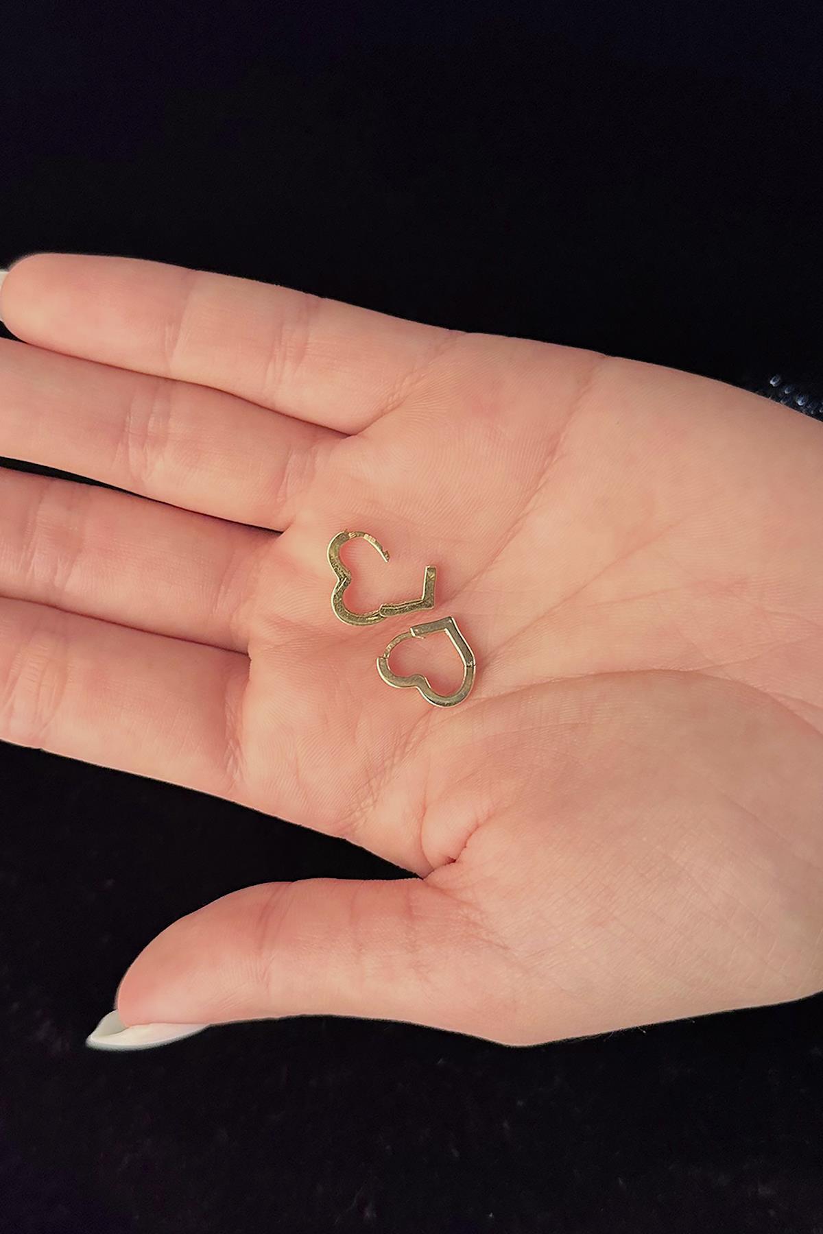 14 Ayar Altın Kalp Objeli Küpe - Fiyonk Kuyumculuk (1)