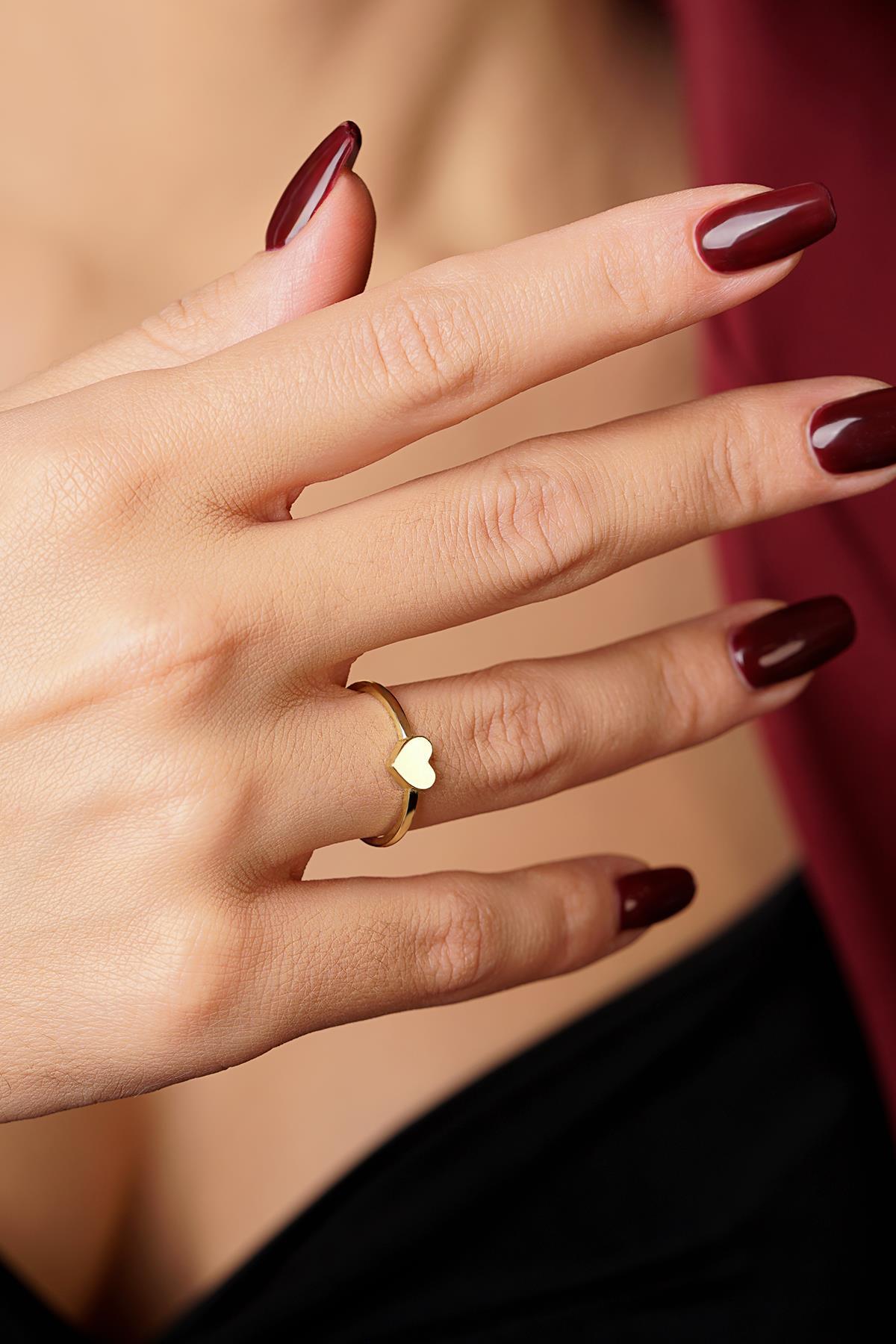 14 Ayar Altın Kalp Yüzük - Fiyonk Kuyumculuk