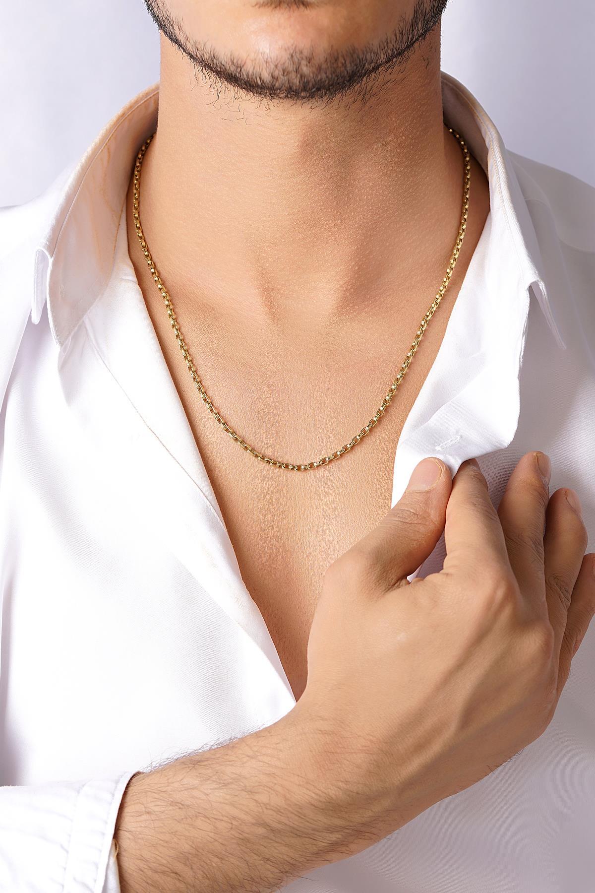 14 Ayar Altın Kare Doch Erkek Zincir Kolye - Fiyonk Kuyumculuk (1)