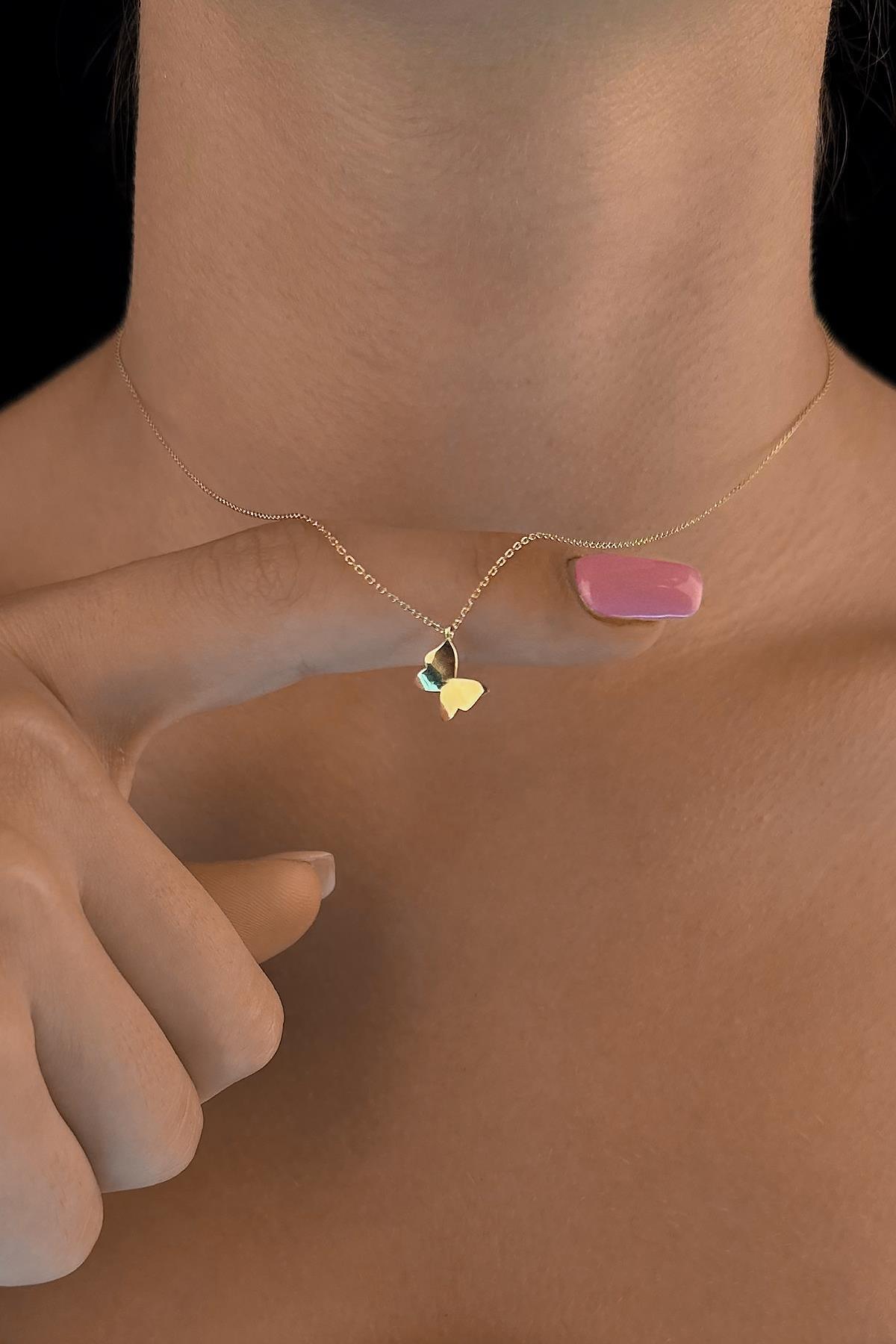 14 Ayar Altın Kelebek Kolye - Fiyonk Kuyumculuk (1)