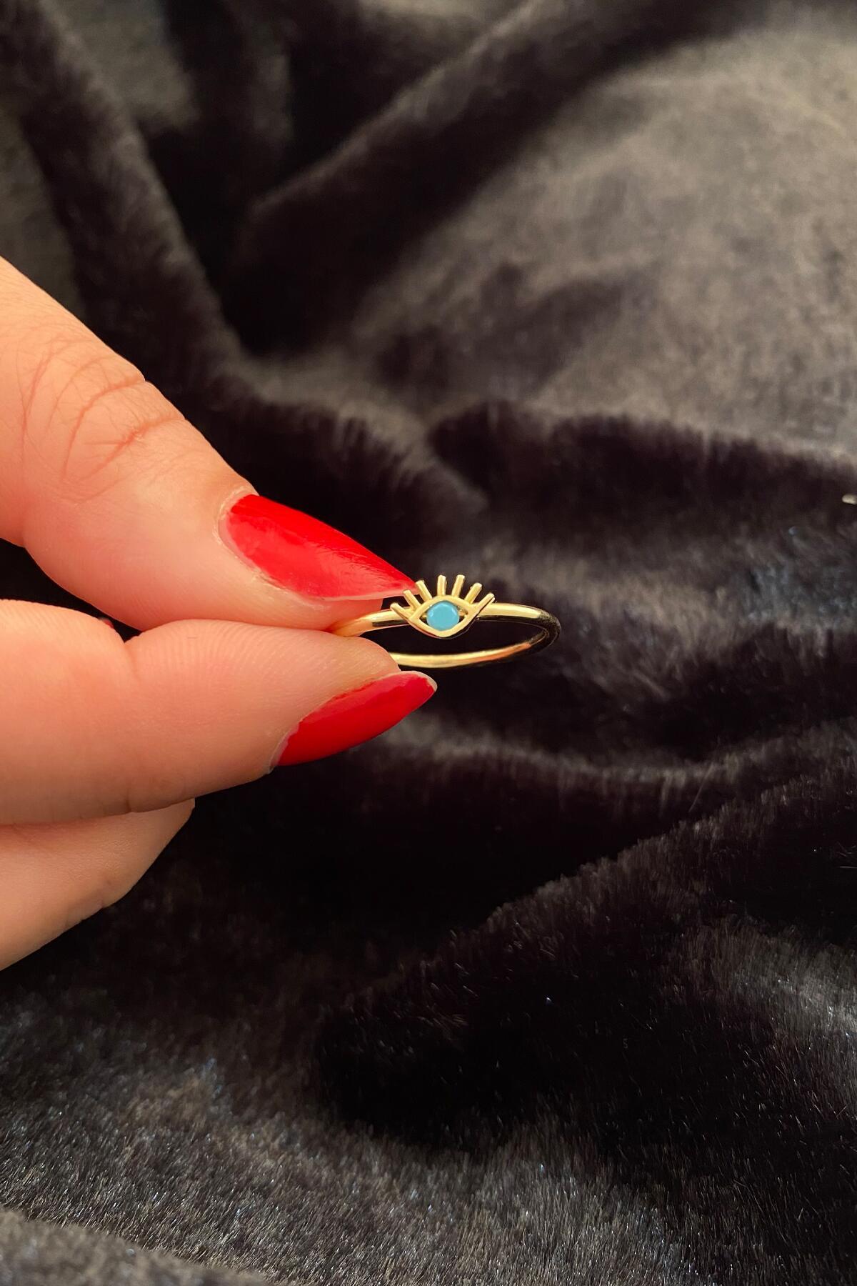 14 Ayar Altın Kirpik Detaylı Göz Yüzük - Fiyonk Kuyumculuk (1)