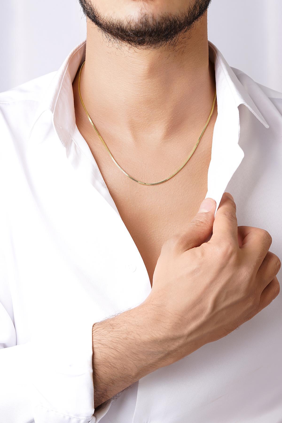 14 Ayar Altın Kolye Erkek Küp Zincir - Fiyonk Kuyumculuk