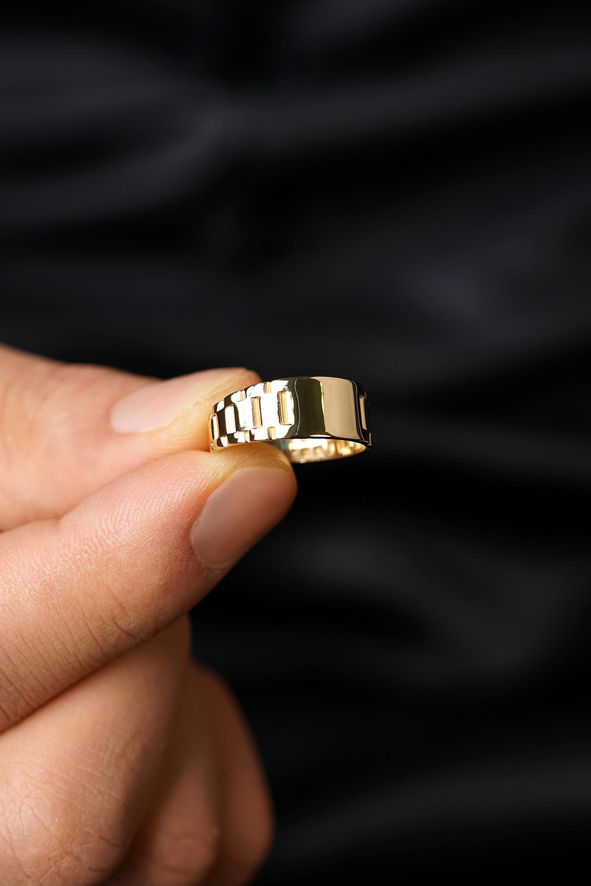 14 Ayar Altın Kordon Erkek Yüzük - Fiyonk Kuyumculuk (1)