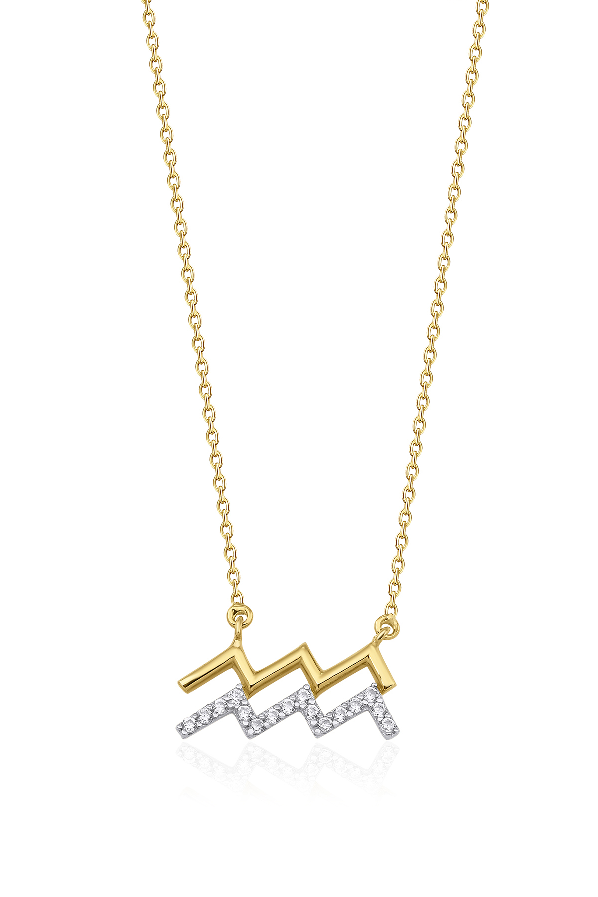 14 Ayar Altın Kova Burcu Kolye - Fiyonk Kuyumculuk