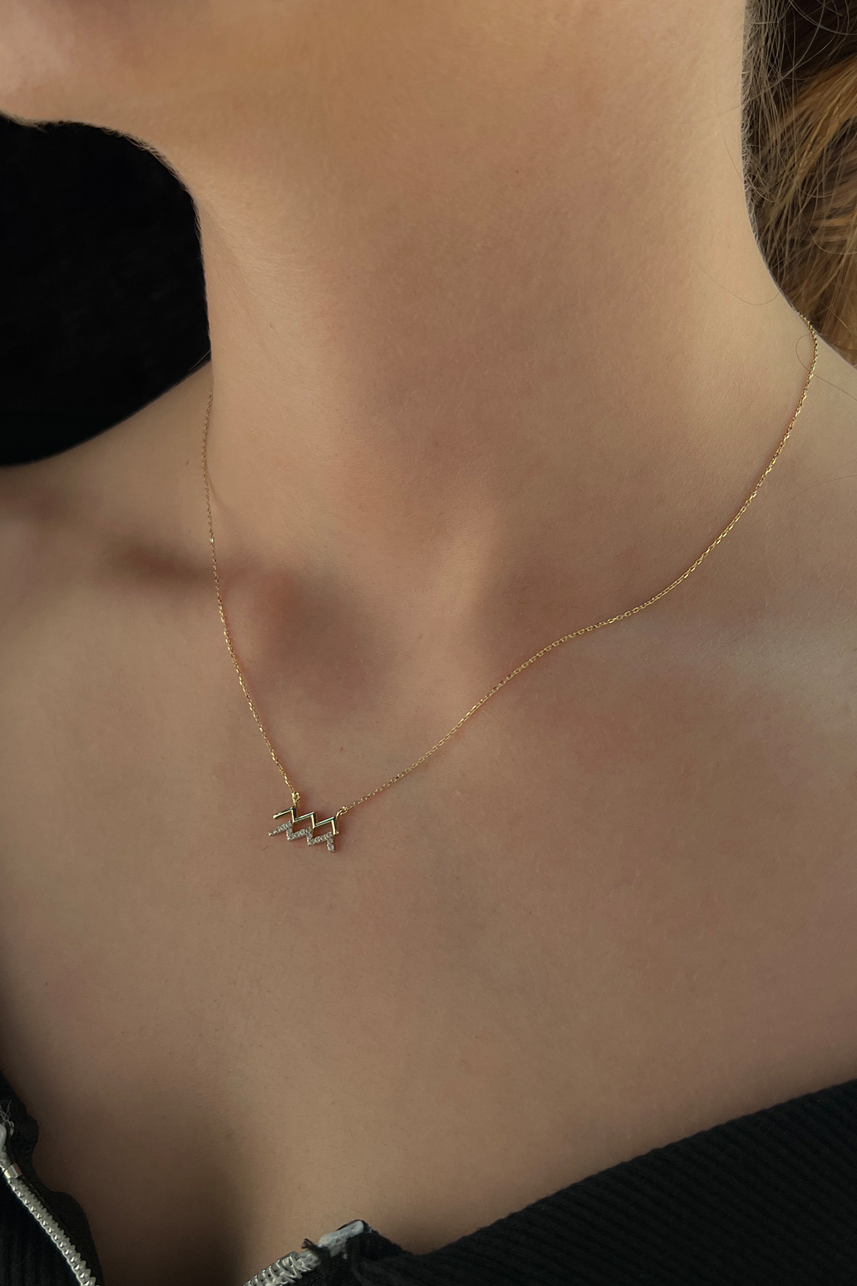 14 Ayar Altın Kova Burcu Kolye - Fiyonk Kuyumculuk (1)