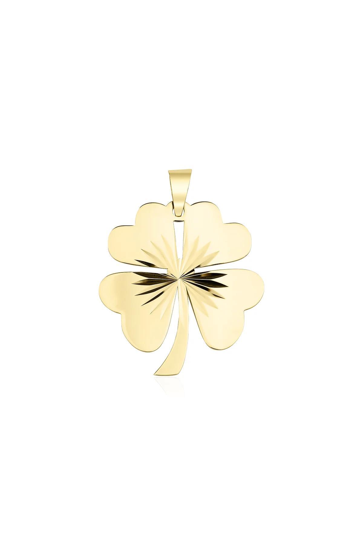 14 Ayar Altın Küçük Yonca Kolye Ucu - Fiyonk Kuyumculuk