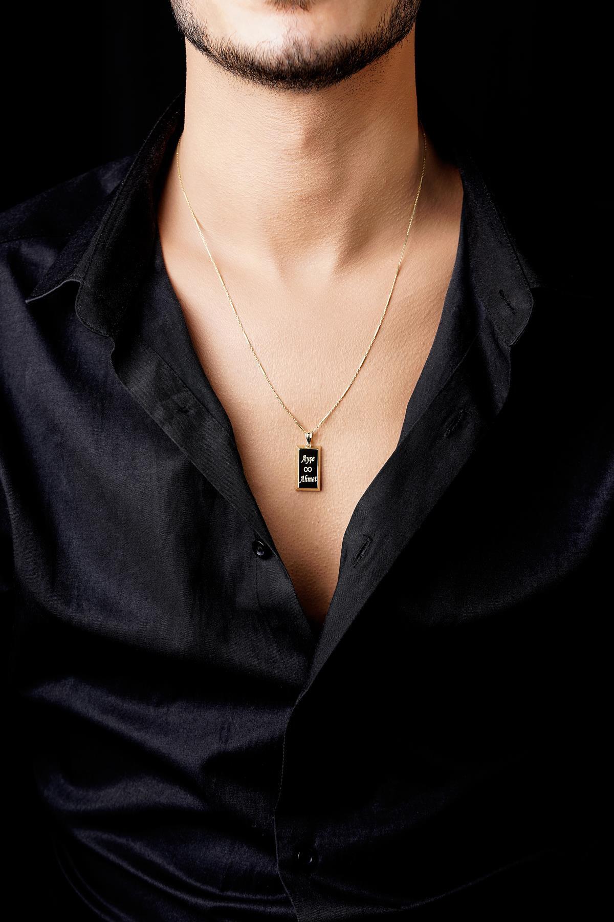 14 Ayar Altın Külçeli Çubuk Zincir Erkek Kolye - Fiyonk Kuyumculuk (1)