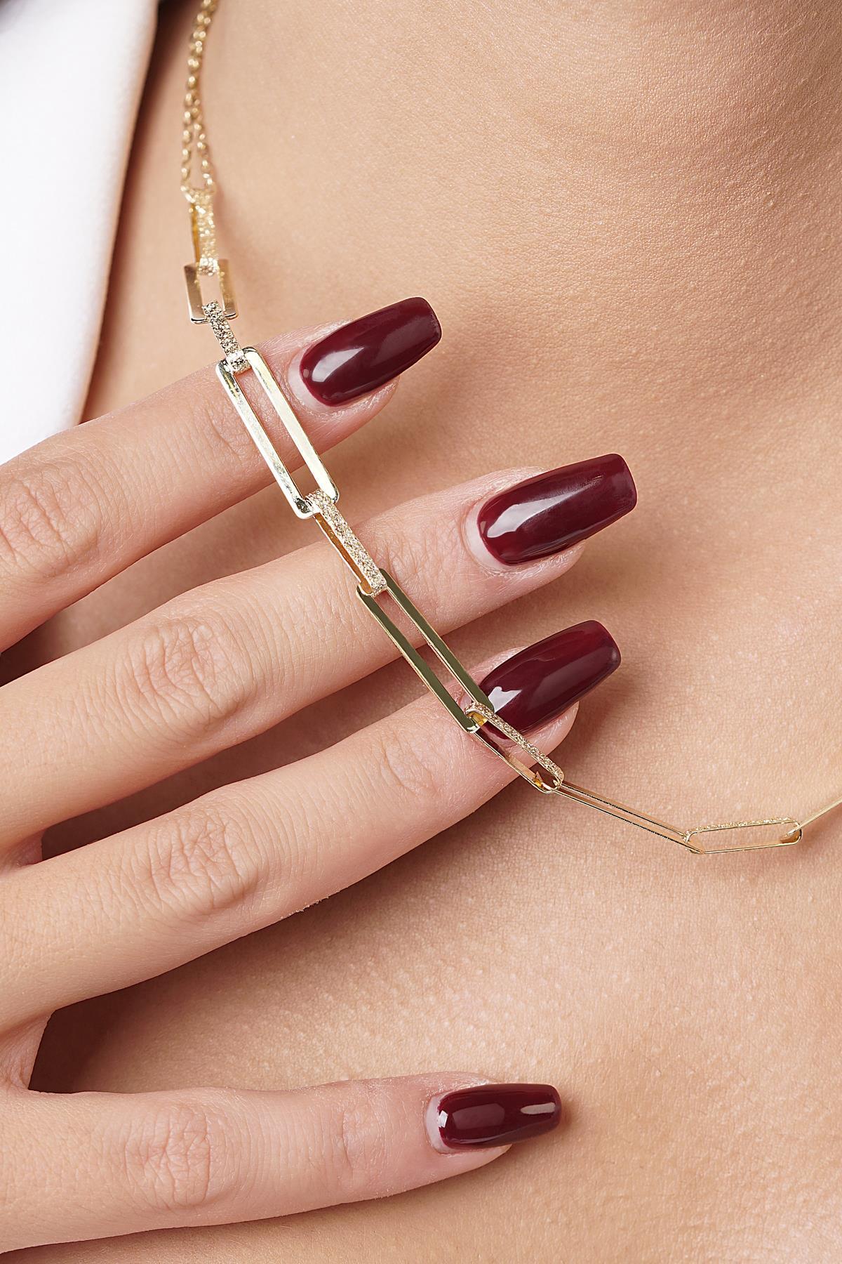 14 Ayar Altın Kumlu Ataç Kolye - Fiyonk Kuyumculuk (1)