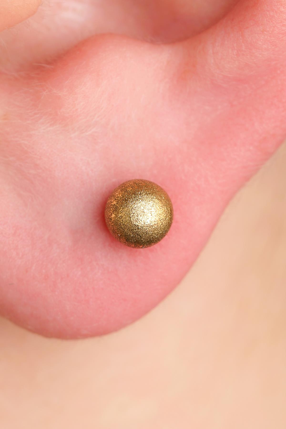 14 Ayar Altın Kumlu Top Küpe Erkek - Fiyonk Kuyumculuk (1)