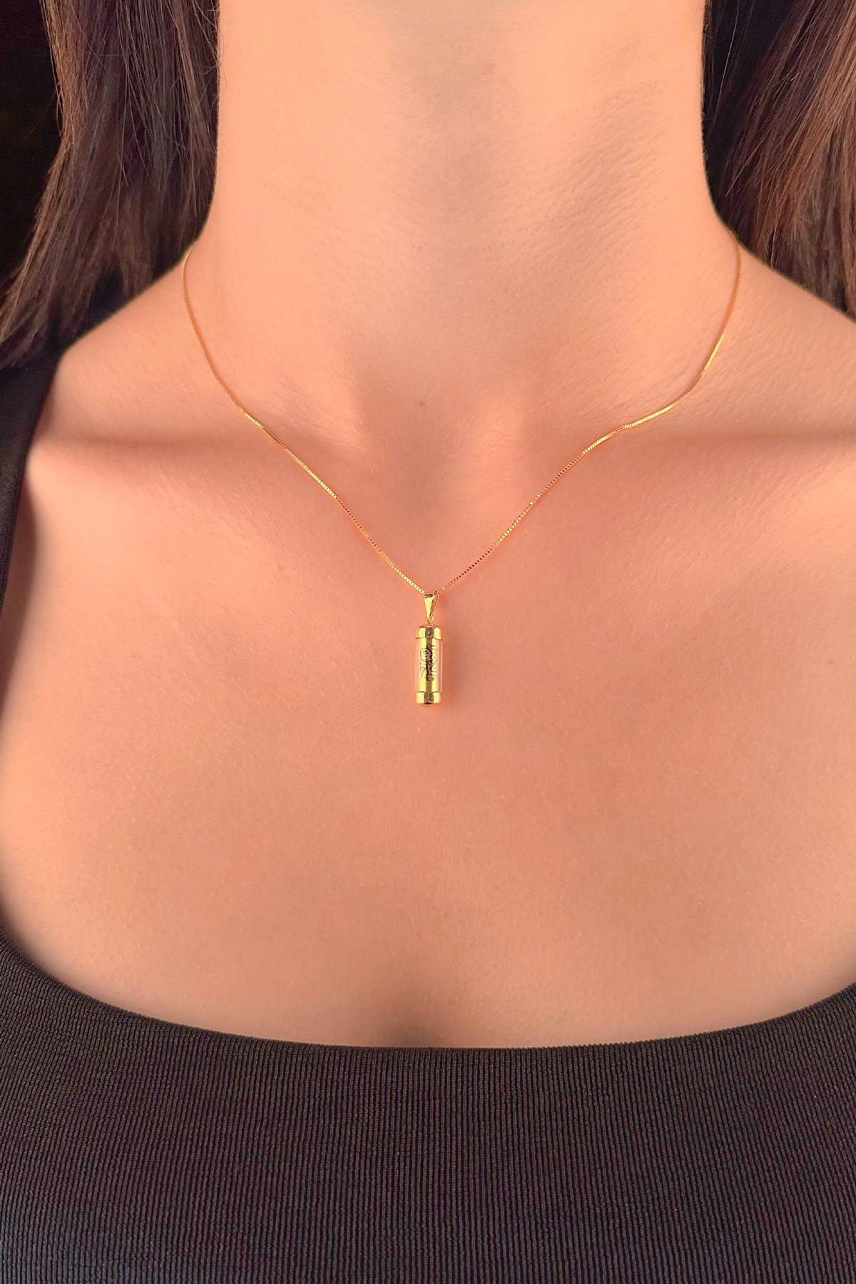 14 Ayar Altın Küp Zincir Cevşen Uçlu Kolye - Fiyonk Kuyumculuk (1)