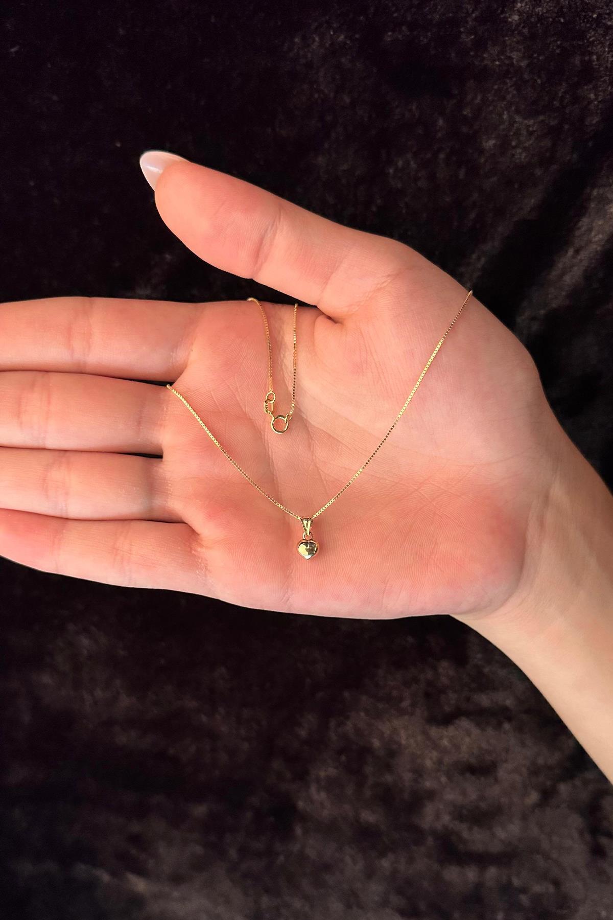 14 Ayar Altın Küp Zincir Kalp Kolye - Fiyonk Kuyumculuk (1)