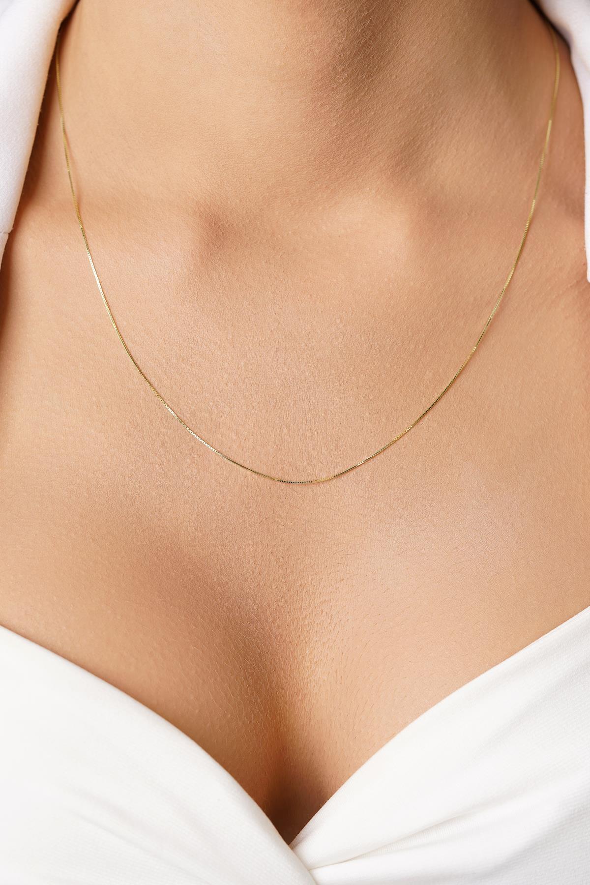 14 Ayar Altın Küp Zincir Kolye 0,40 mm - Fiyonk Kuyumculuk