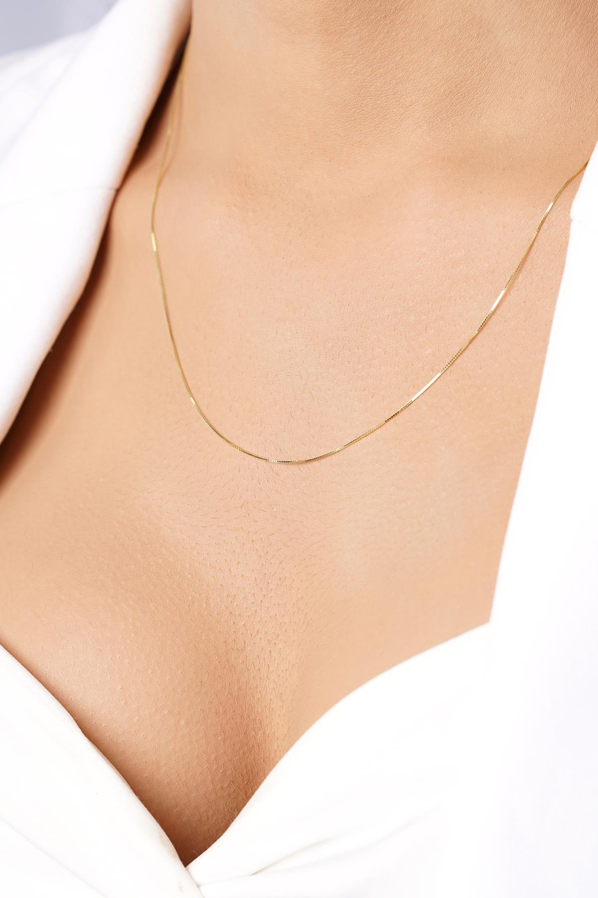 14 Ayar Altın Küp Zincir Kolye 0,40 mm - Fiyonk Kuyumculuk (1)