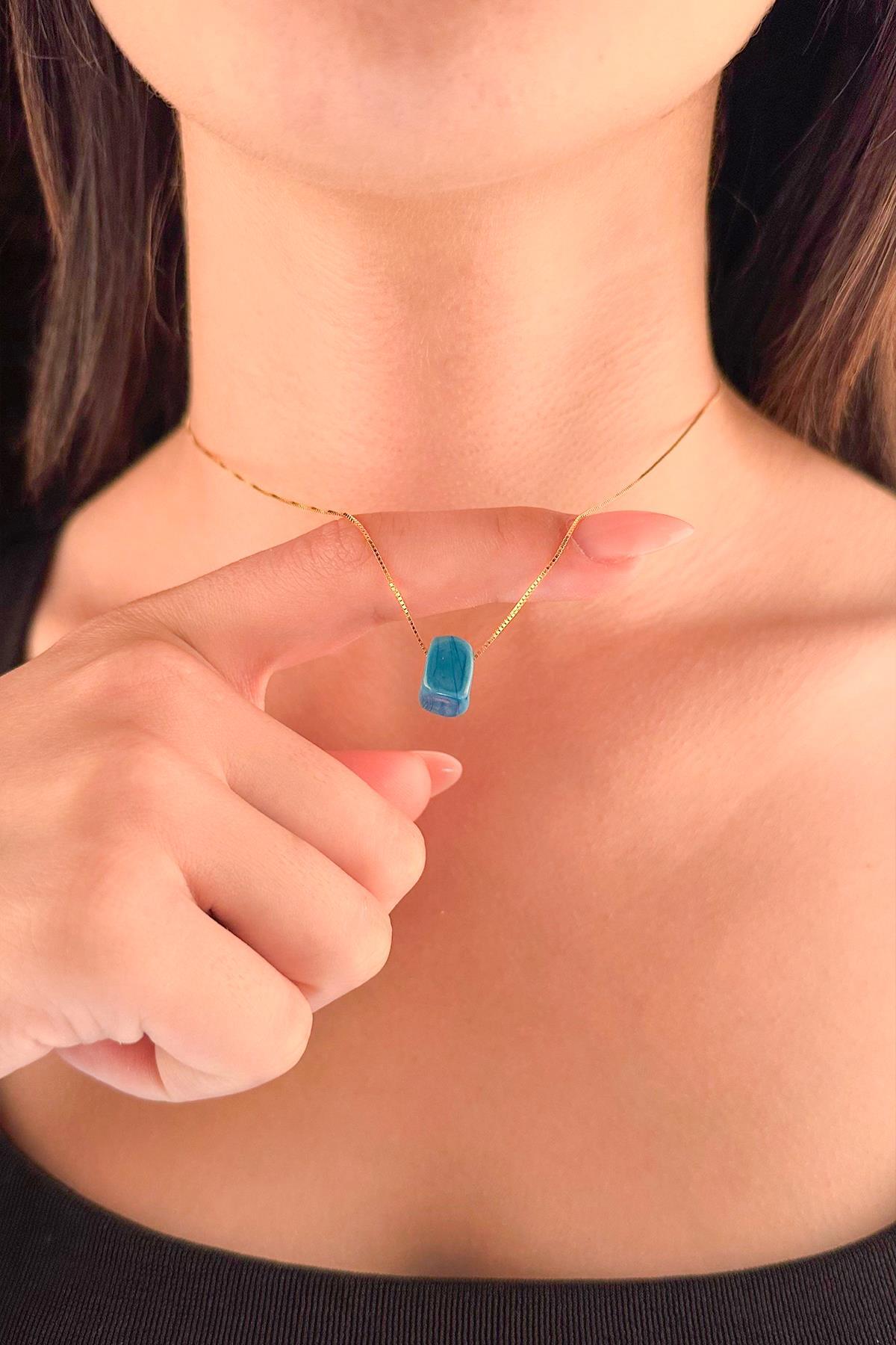 14 Ayar Altın Küp Zincir Uğurlu Kolye - Fiyonk Kuyumculuk (1)