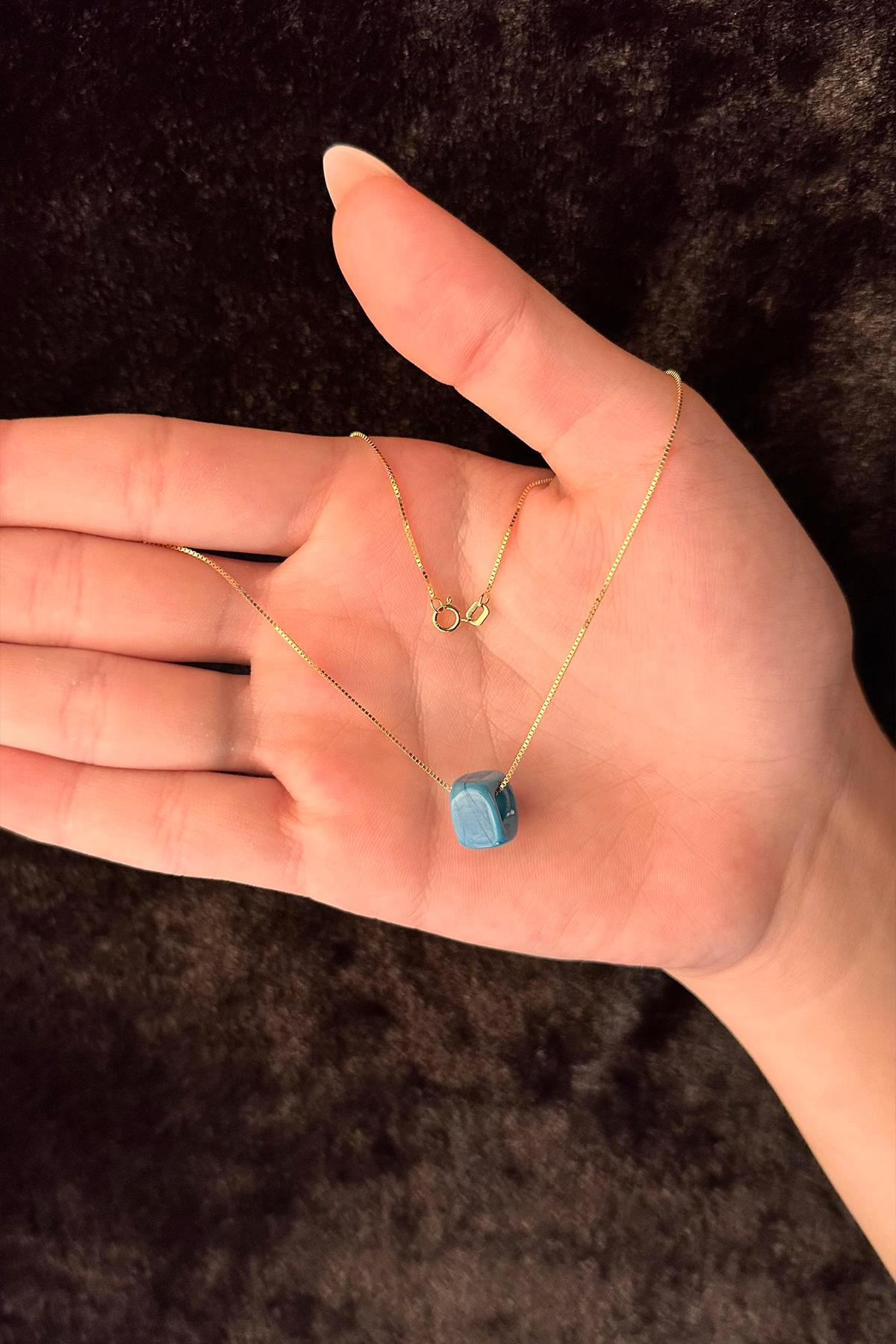 14 Ayar Altın Küp Zincir Uğurlu Kolye - Fiyonk Kuyumculuk (1)