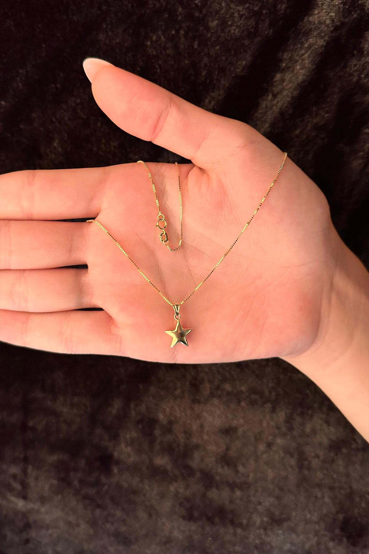 14 Ayar Altın Küp Zincir Yıldız Kolye - Fiyonk Kuyumculuk (1)