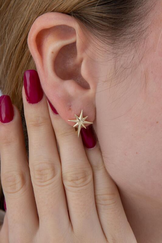 14 Ayar Altın Kuzey Yıldızı Küpe - Fiyonk Kuyumculuk