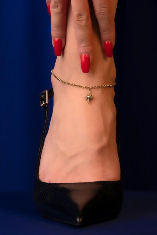 14 Ayar Altın Kuzey Yıldızı Sallantılı Halhal - Fiyonk Kuyumculuk