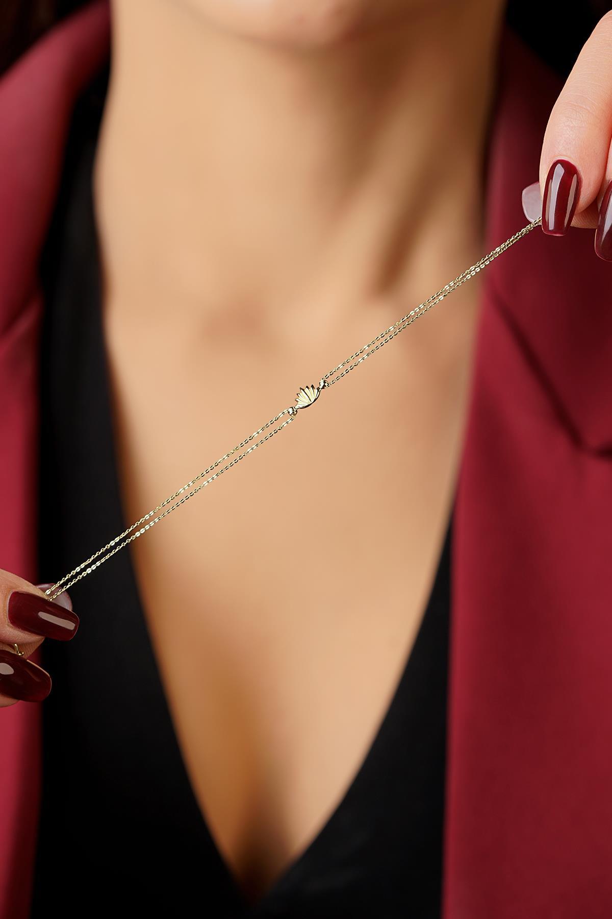 14 Ayar Altın Baby Lotus Çiçeği Bileklik - Fiyonk Kuyumculuk (1)