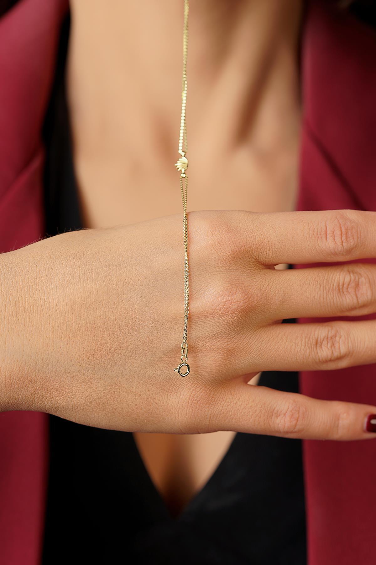 14 Ayar Altın Baby Lotus Çiçeği Bileklik - Fiyonk Kuyumculuk (1)