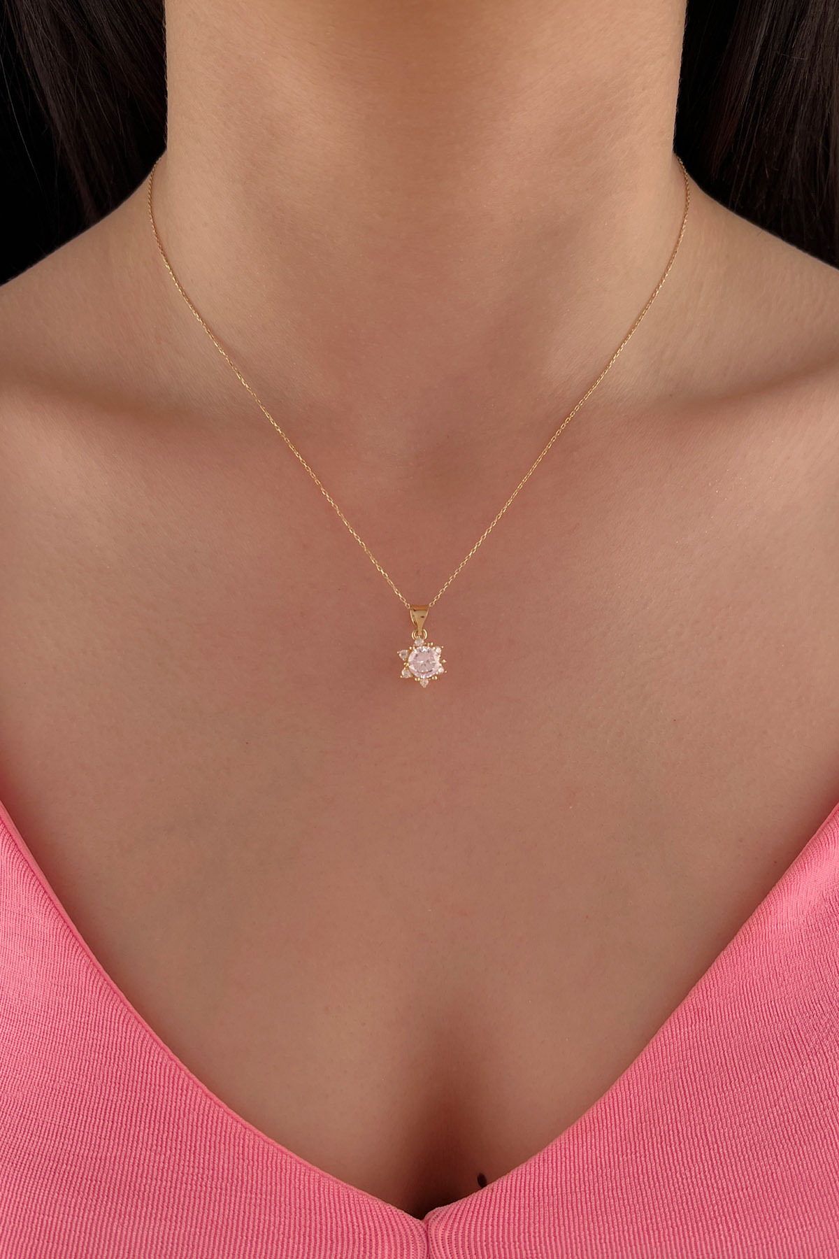 14 Ayar Altın Lotus Kolye - Fiyonk Kuyumculuk (1)