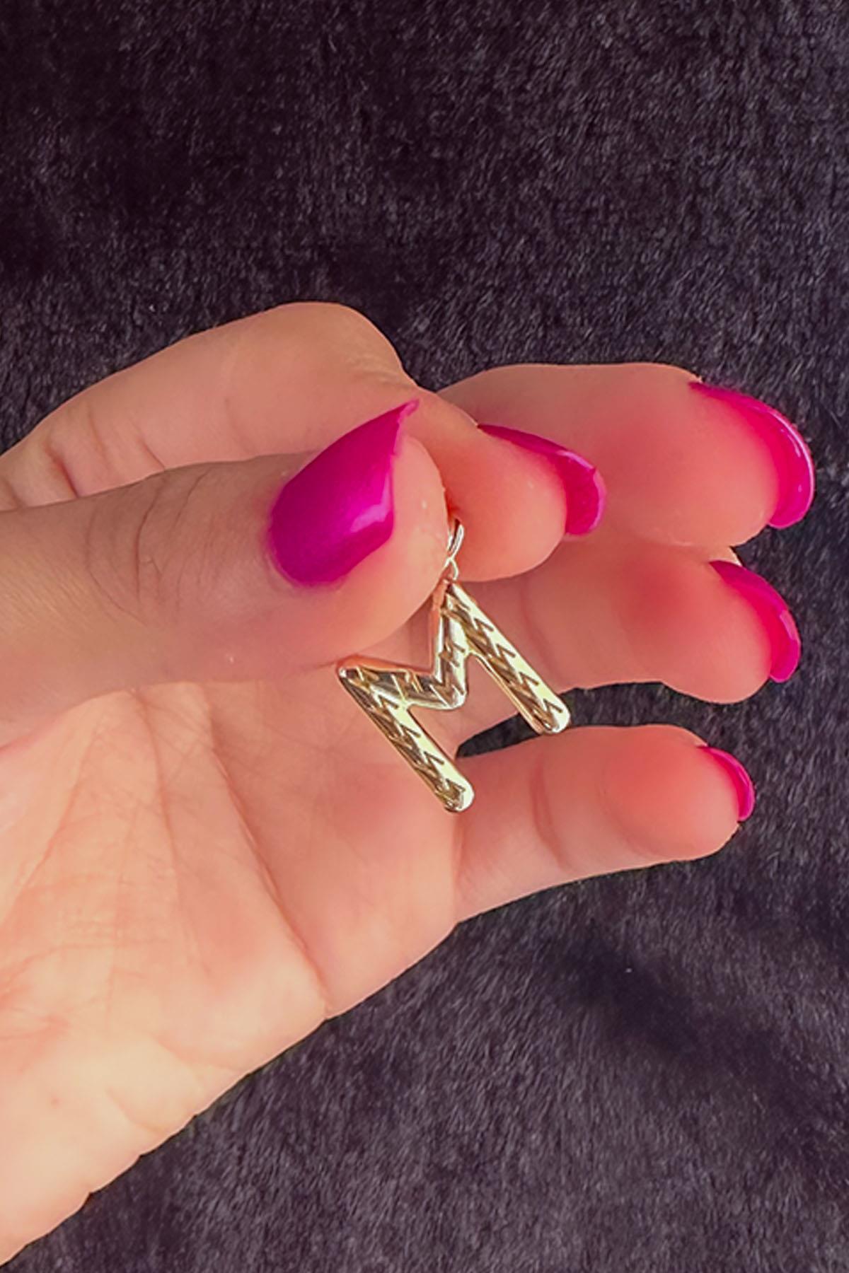 14 Ayar Altın M Harf Kolye Ucu - Fiyonk Kuyumculuk (1)