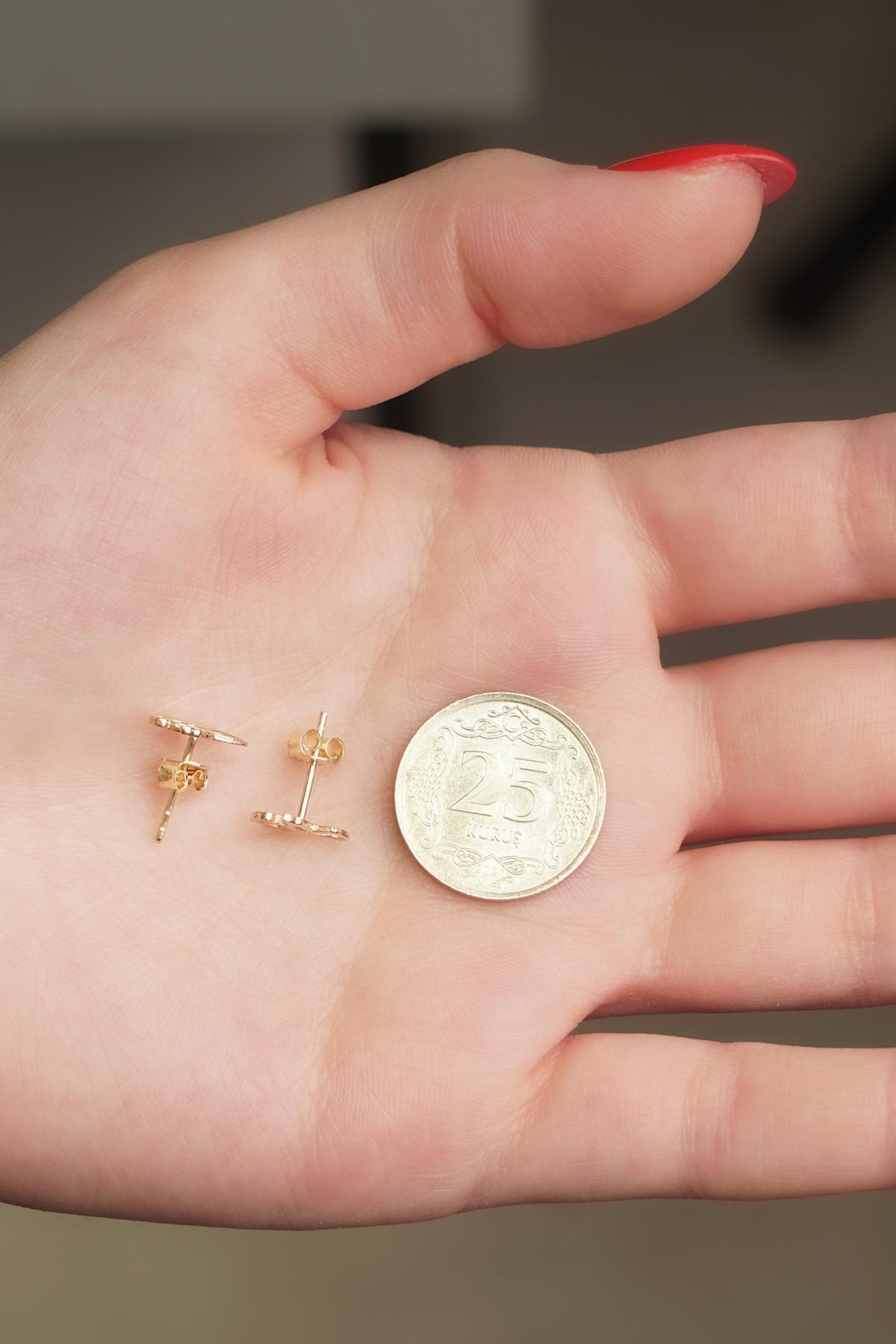 14 Ayar Altın Melek Objeli Küpe - Fiyonk Kuyumculuk (1)