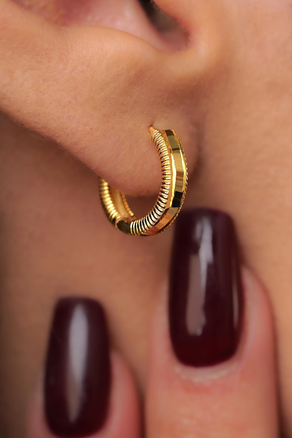 14 Ayar Altın Mini Ajda Halka Küpe - Fiyonk Kuyumculuk (1)