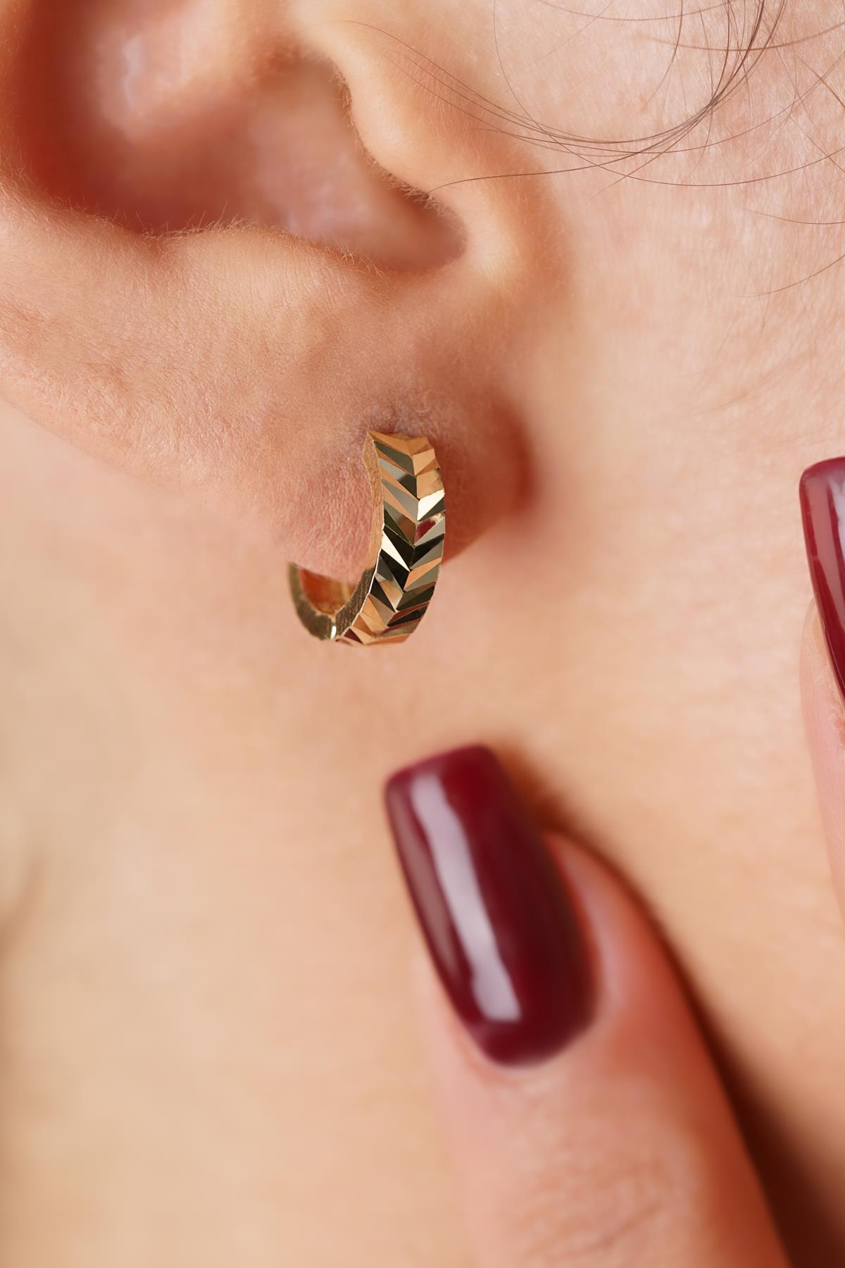 14 Ayar Altın Mini Başak Küpe - Fiyonk Kuyumculuk