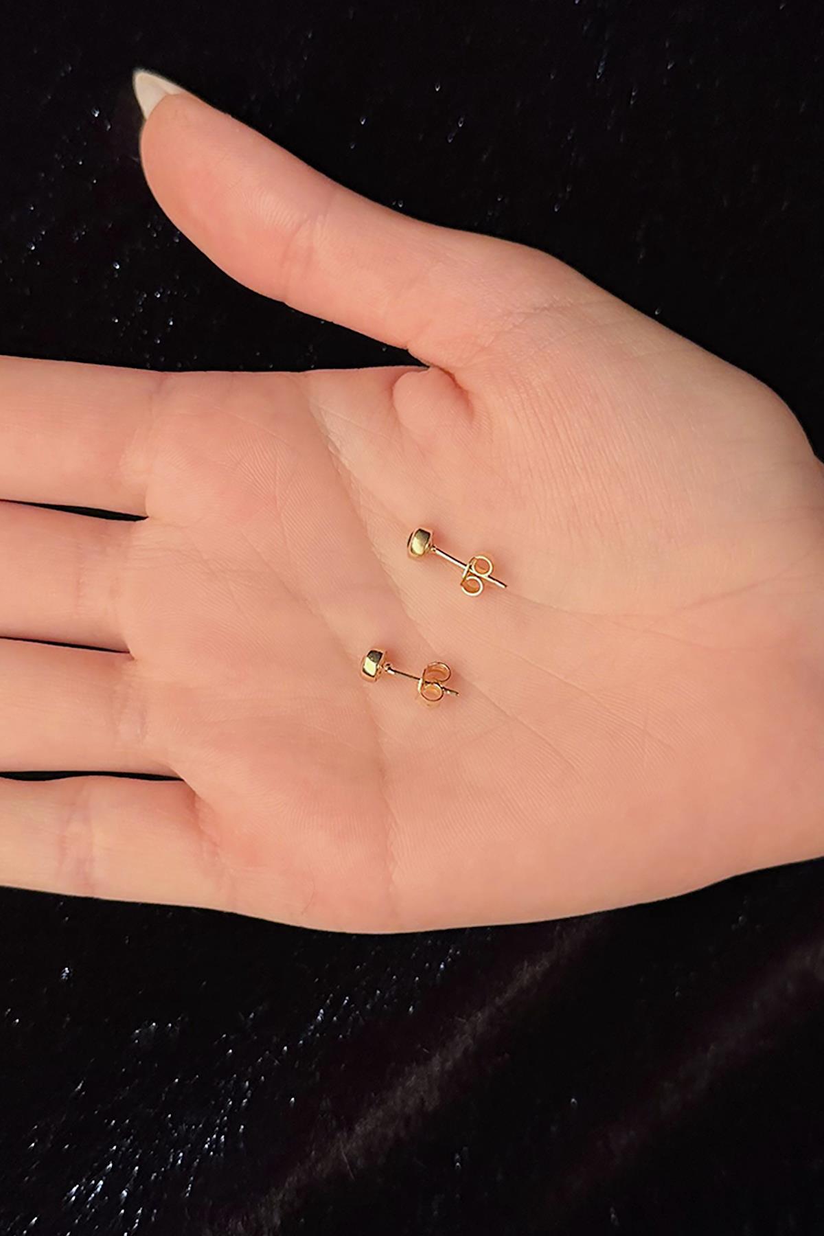 14 Ayar Altın Mini Göz Objeli Küpe - Fiyonk Kuyumculuk (1)