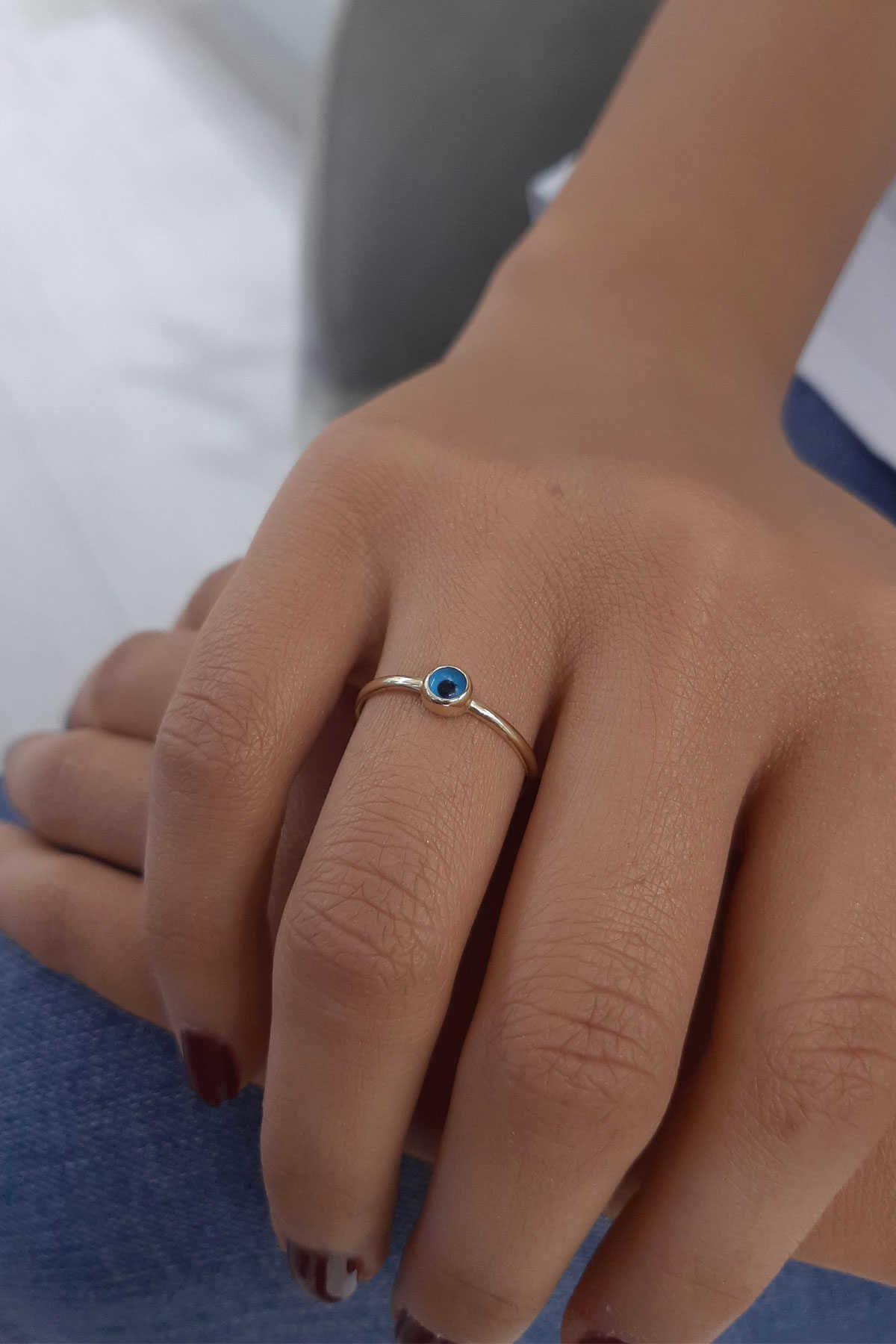 14 Ayar Altın Mini Göz Yüzük - Fiyonk Kuyumculuk