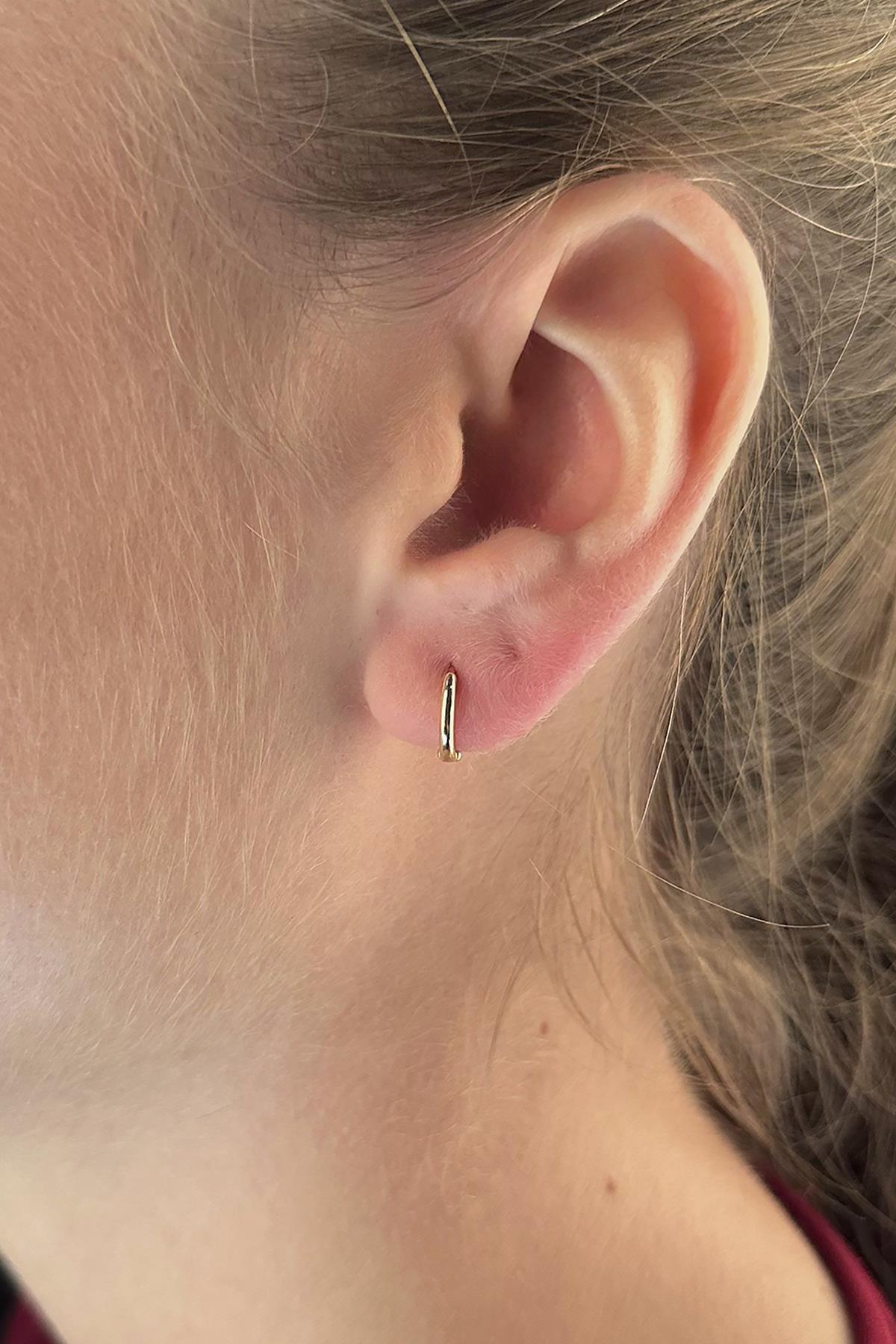 14 Ayar Altın Mini Halka Küpe 1 - Fiyonk Kuyumculuk