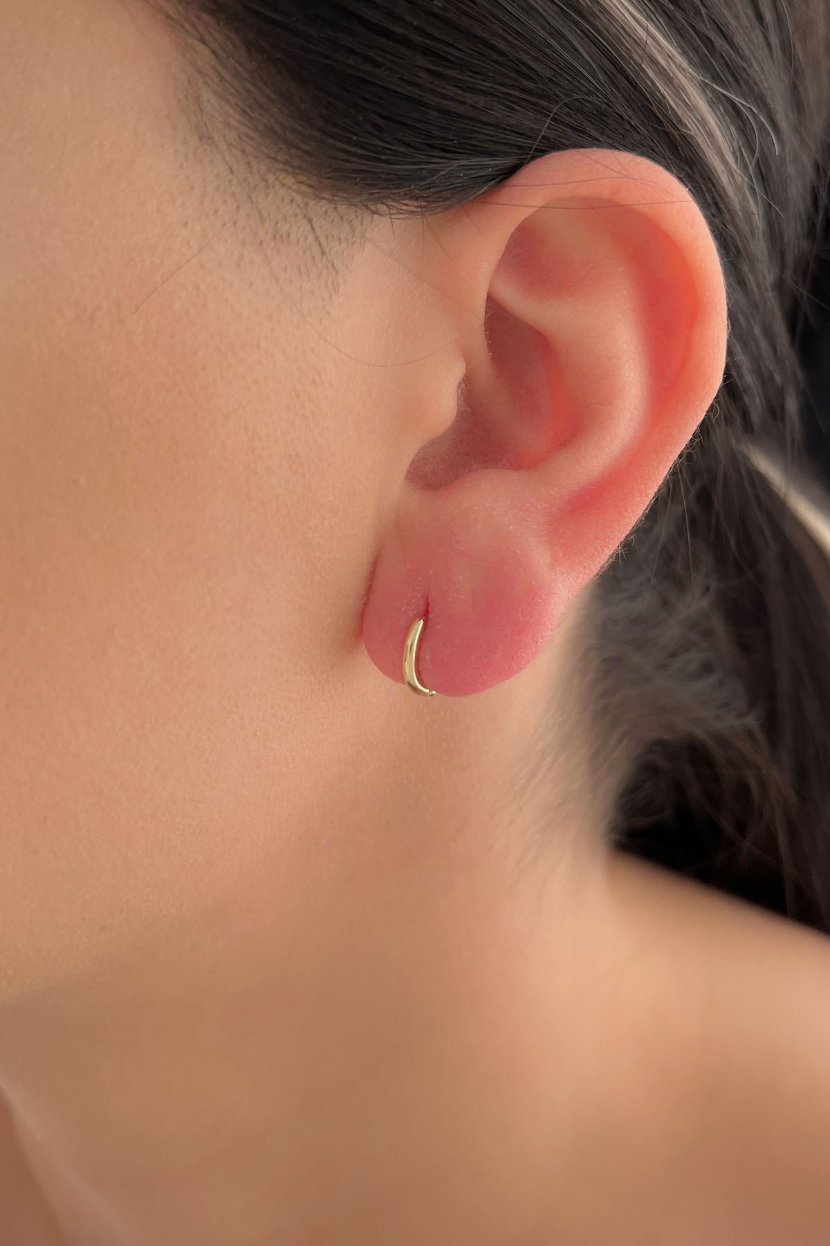 14 Ayar Altın Mini Halka Küpe - Fiyonk Kuyumculuk