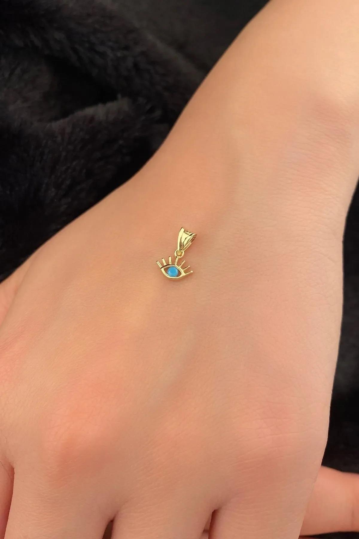 14 Ayar Altın Mini Kirpik Kolye Ucu - Fiyonk Kuyumculuk (1)