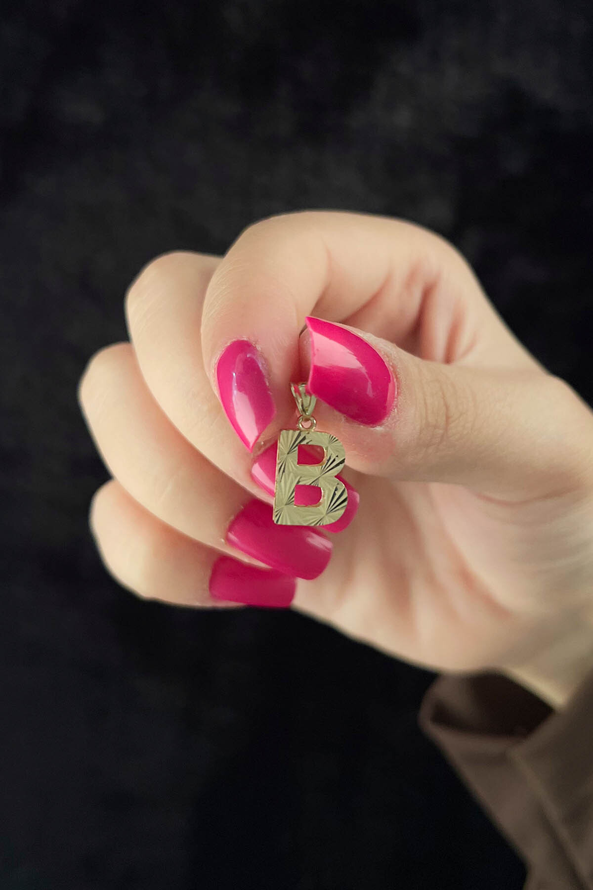 14 Ayar Altın Mini Shine Kolye Ucu B Harfi - Fiyonk Kuyumculuk (1)